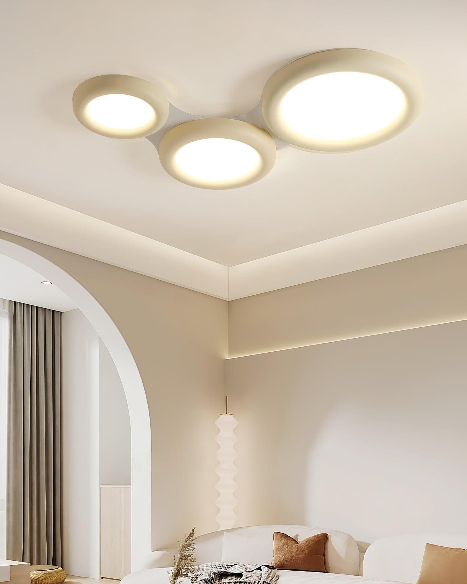 Lumence Plafonnier beige encastré avec rosace en acrylique minimaliste