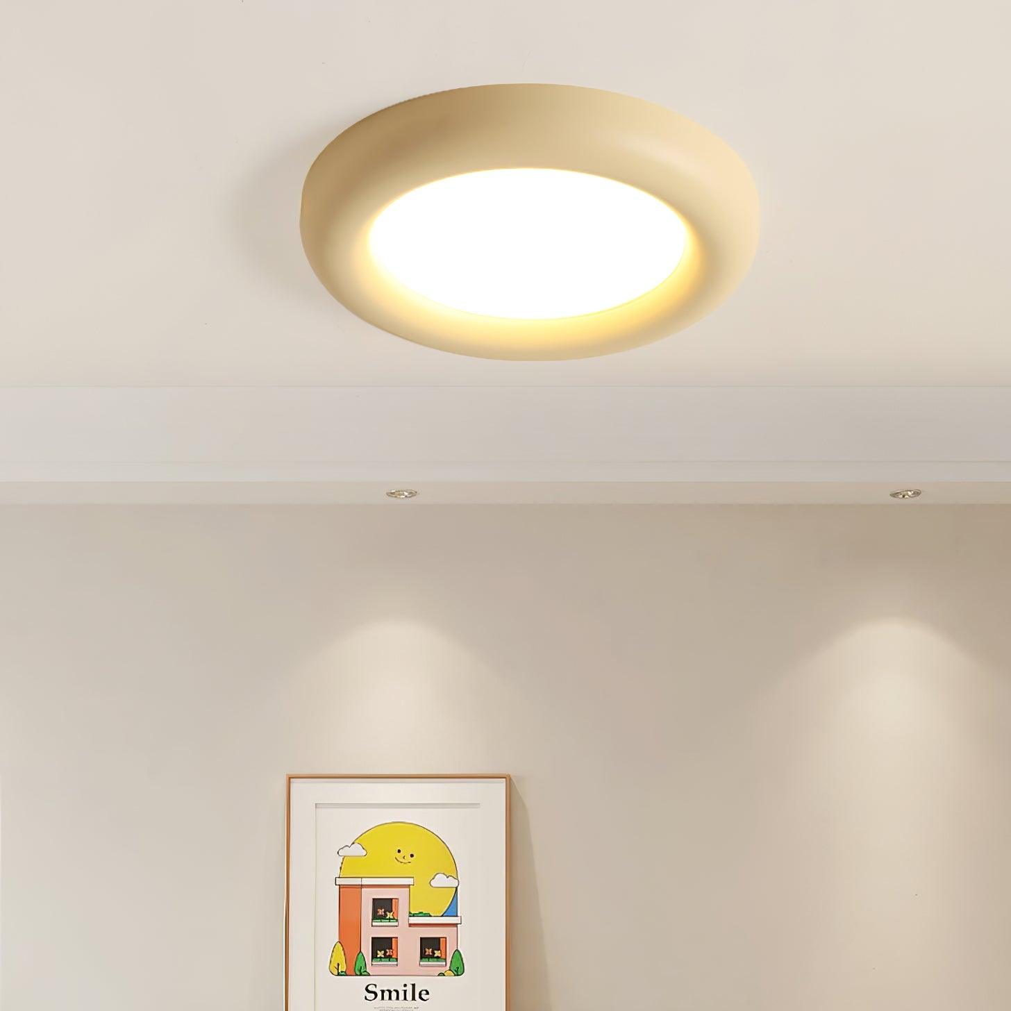 Lumence Plafonnier beige encastré avec rosace en acrylique minimaliste