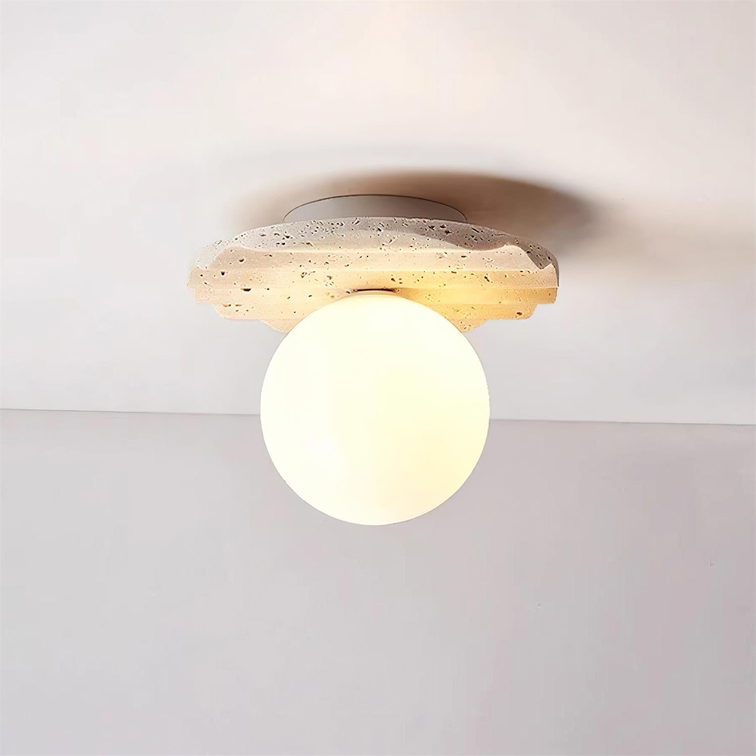Ritta Plafonnier Travertin Verre