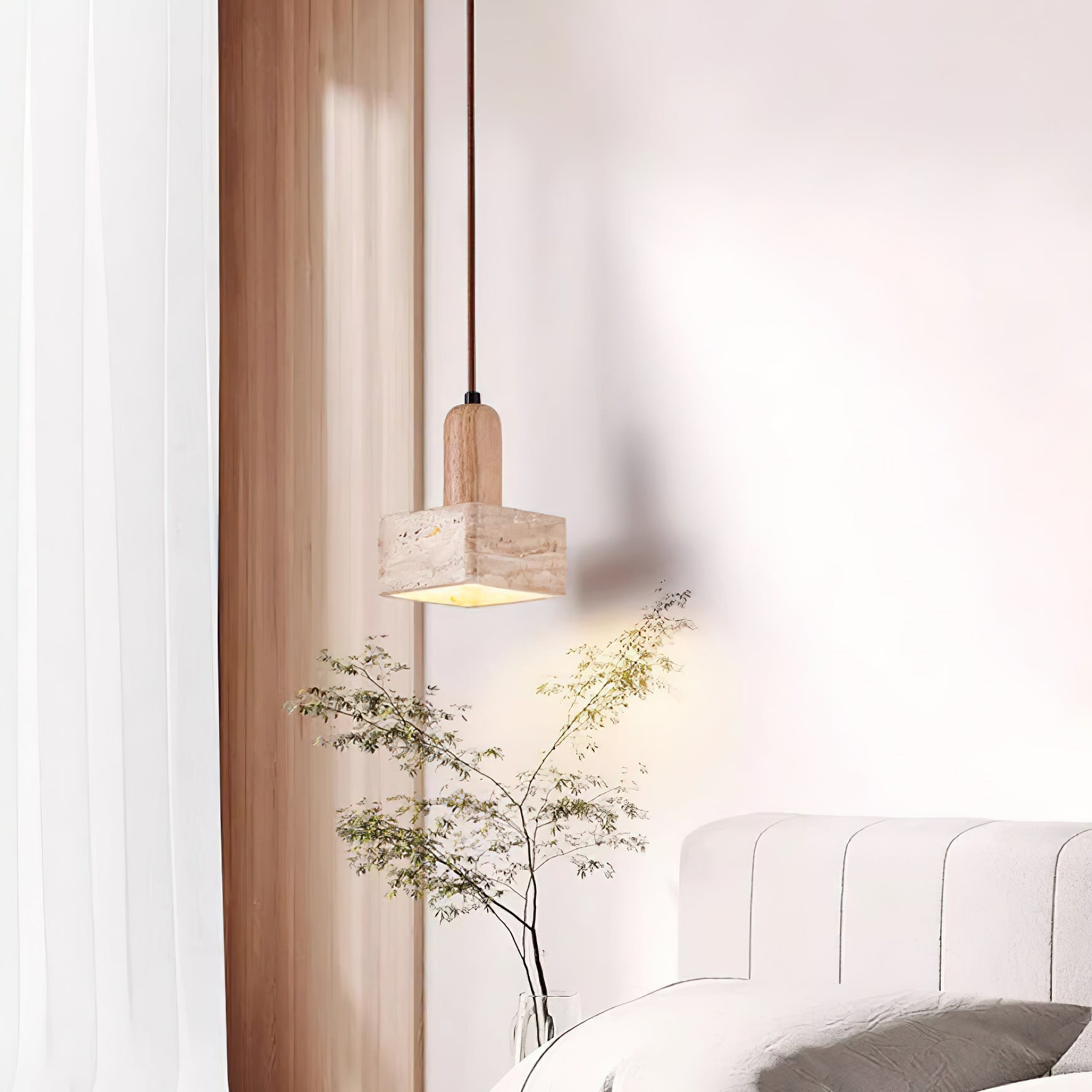 Ritta Suspension Carrée en Travertin