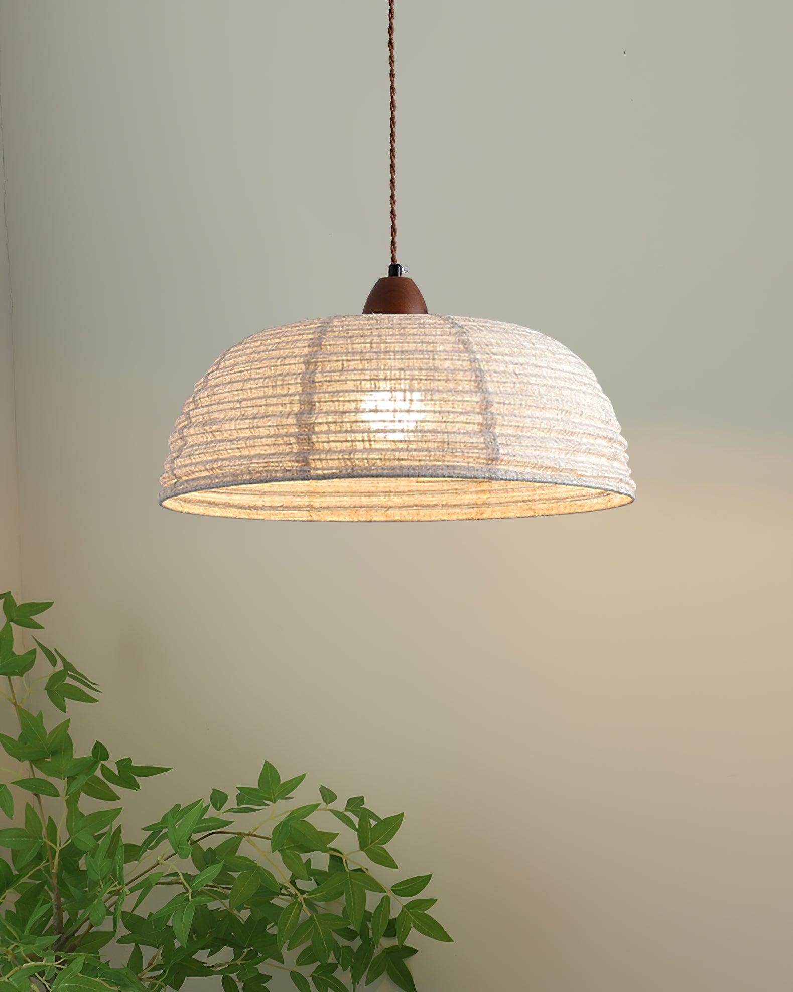 Evano Lustra Lampe Suspendue Dôme Tissé Élégante