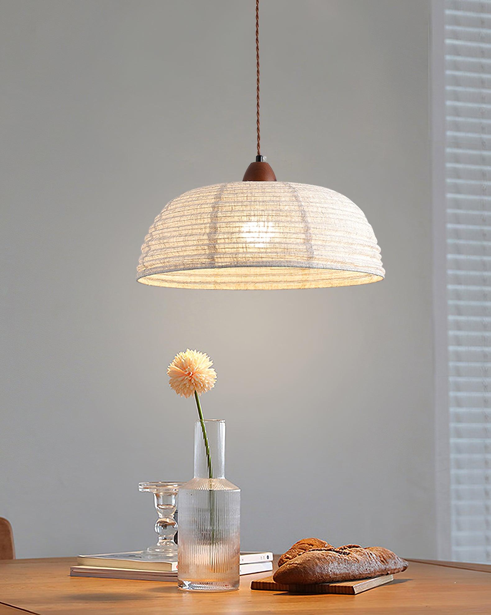 Evano Lustra Lampe Suspendue Dôme Tissé Élégante