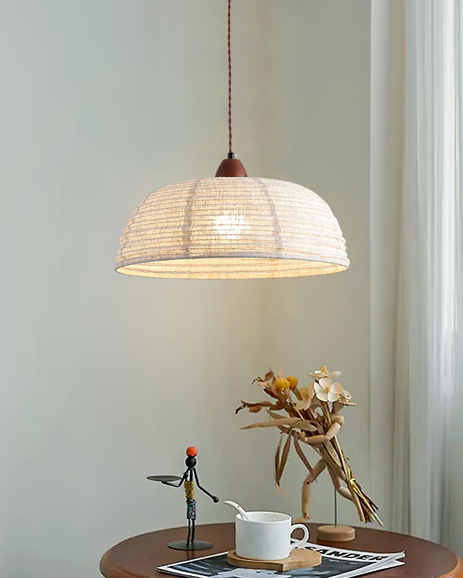 Evano Lustra Lampe Suspendue Dôme Tissé Élégante