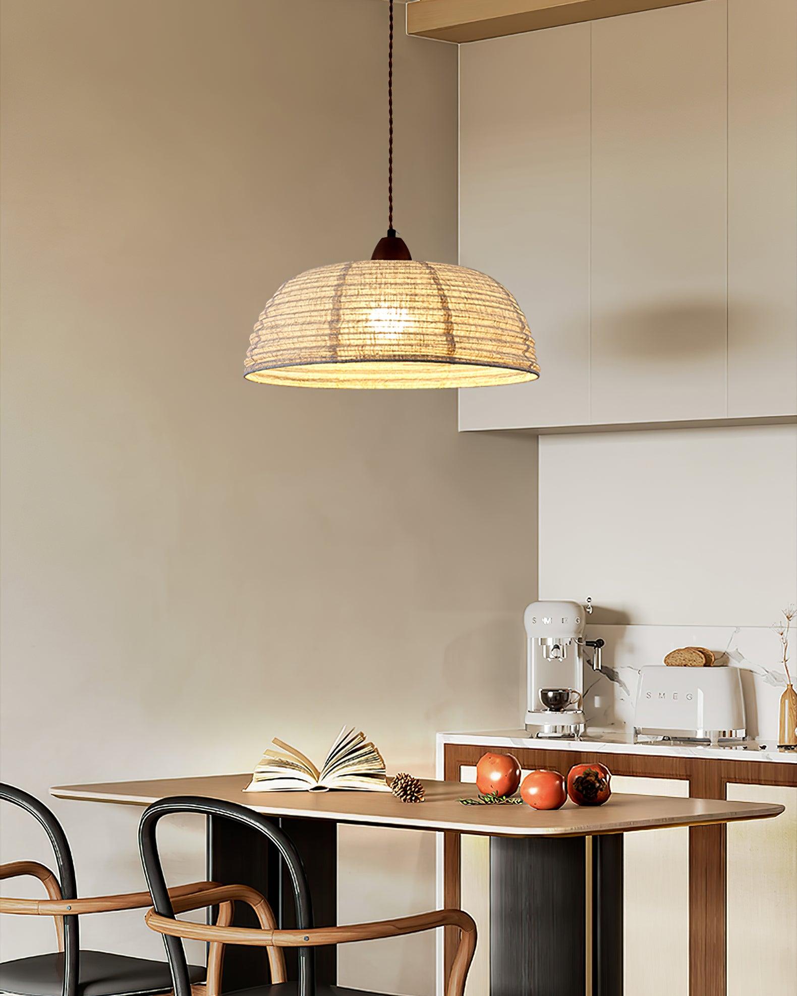 Evano Lustra Lampe Suspendue Dôme Tissé Élégante