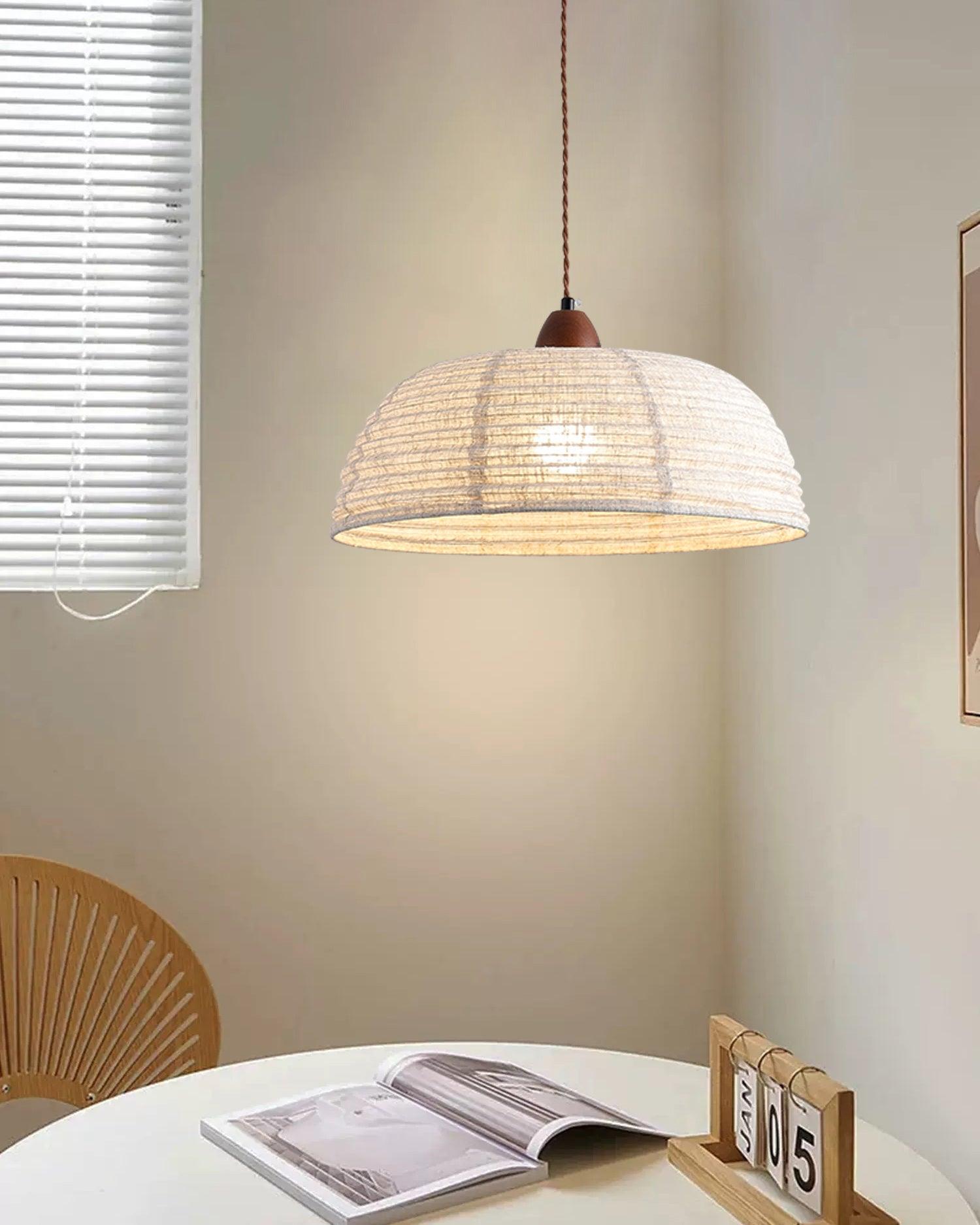 Evano Lustra Lampe Suspendue Dôme Tissé Élégante