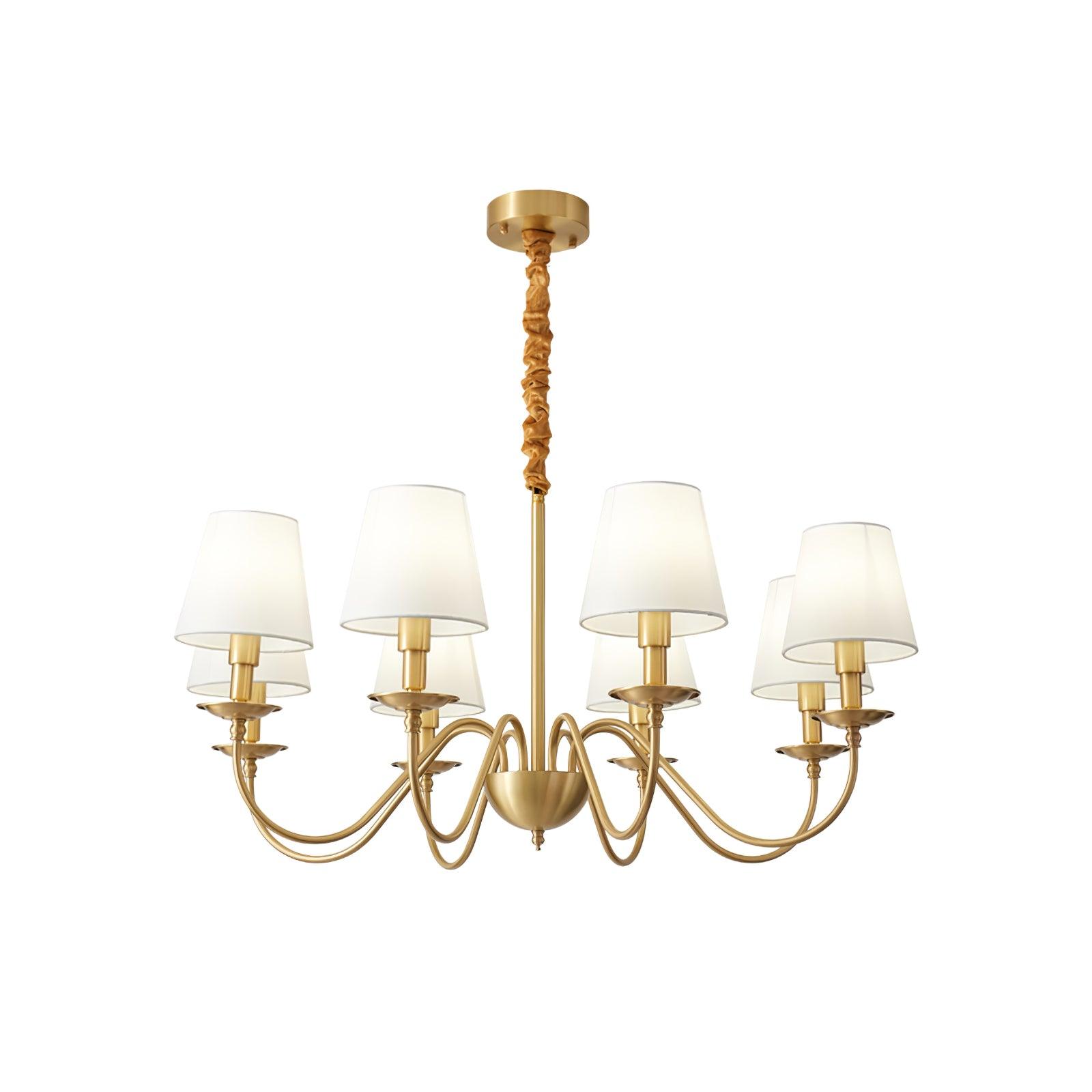 Lustra Lustre Classique à Abat-jour en Tissu et Laiton