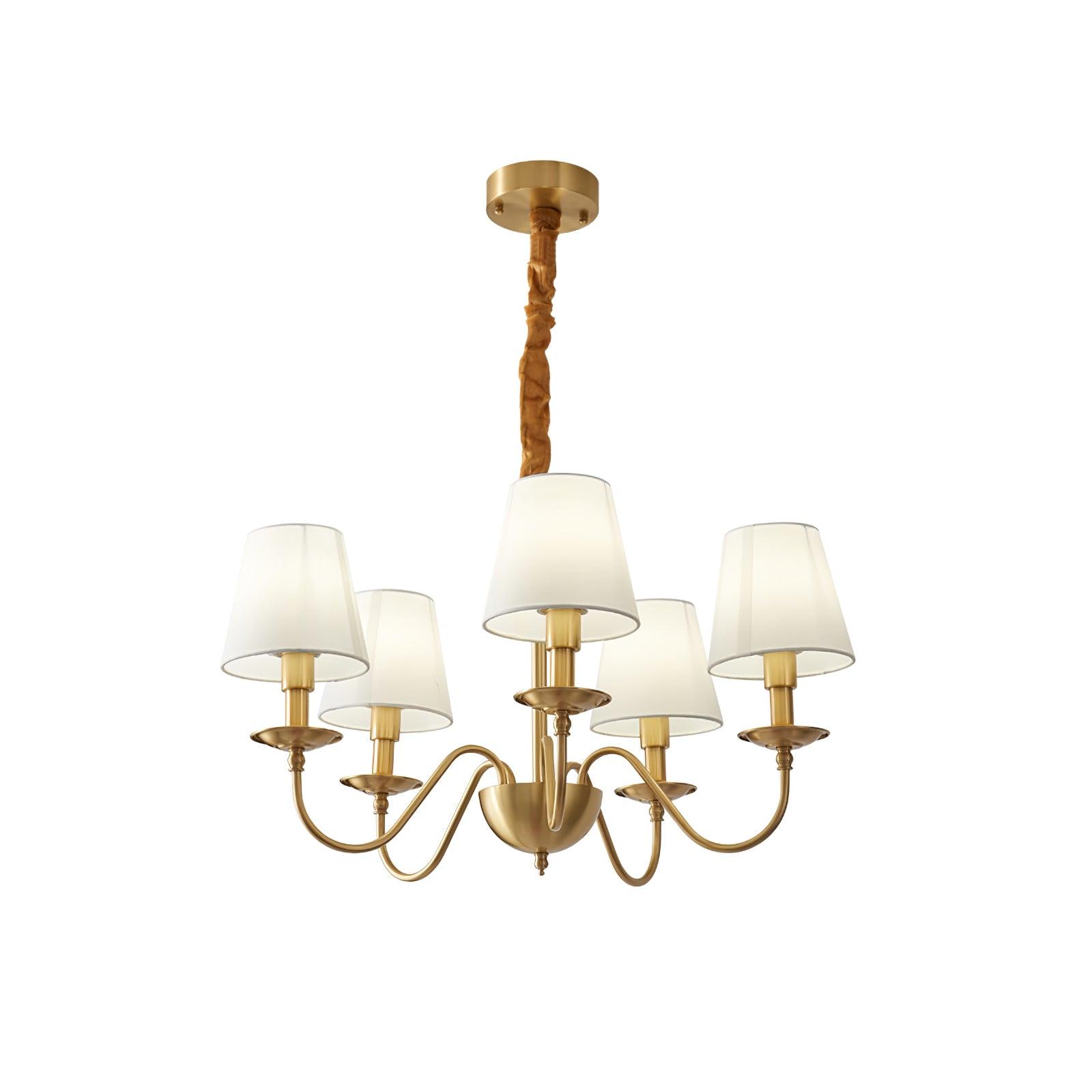 Lustra Lustre Classique à Abat-jour en Tissu et Laiton