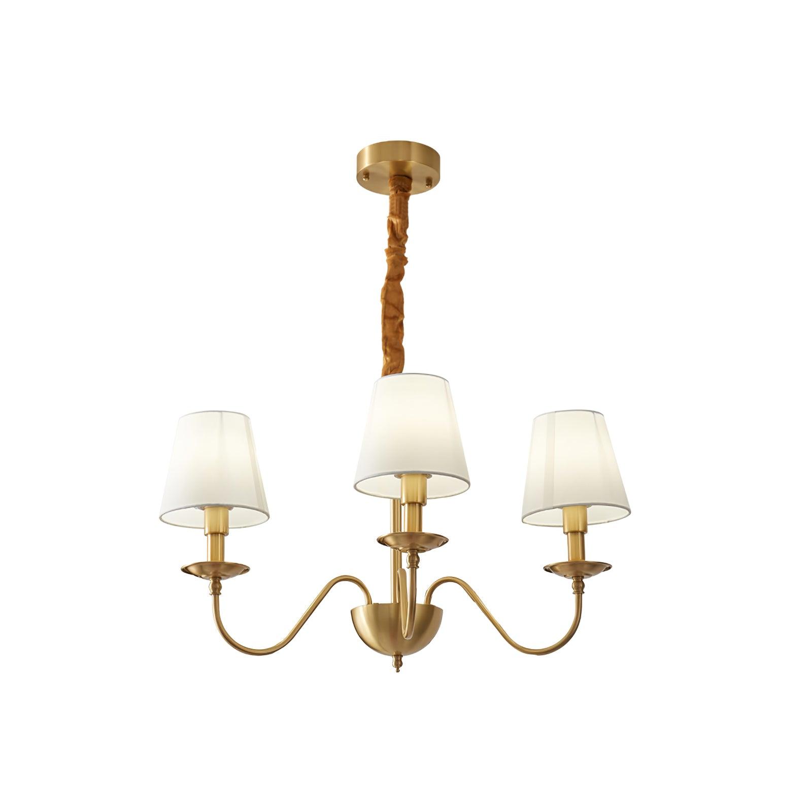 Lustra Lustre Classique à Abat-jour en Tissu et Laiton
