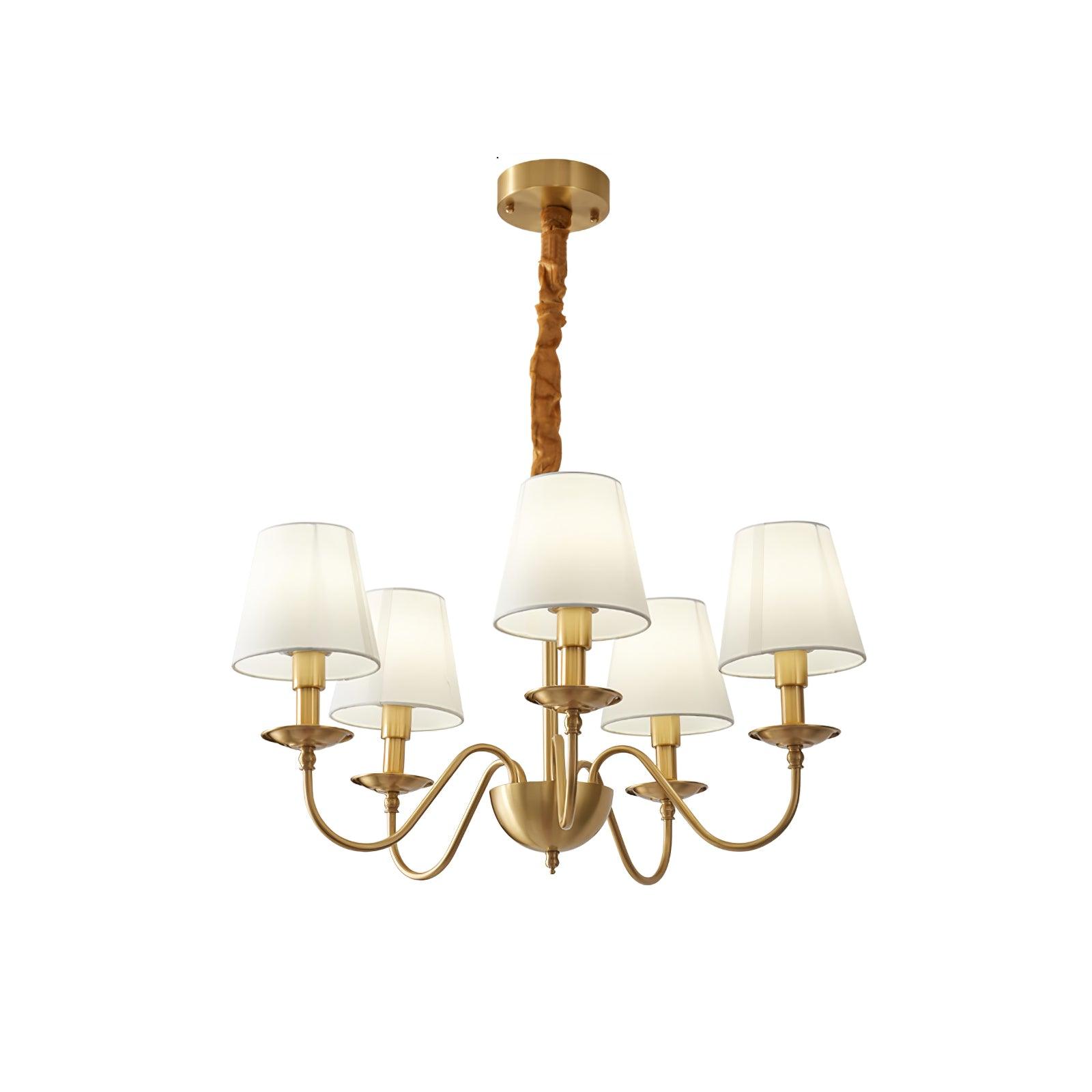 Lustra Lustre Classique à Abat-jour en Tissu et Laiton
