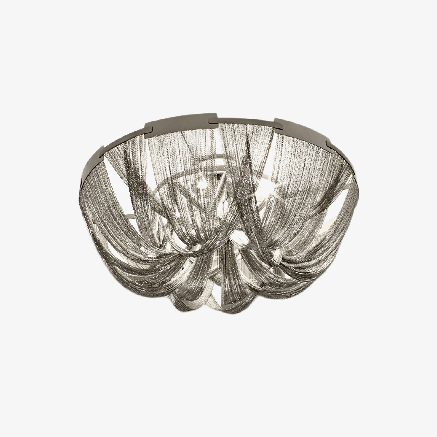 Lustra Plafonnier Frange Chaîne Cadre Nickel