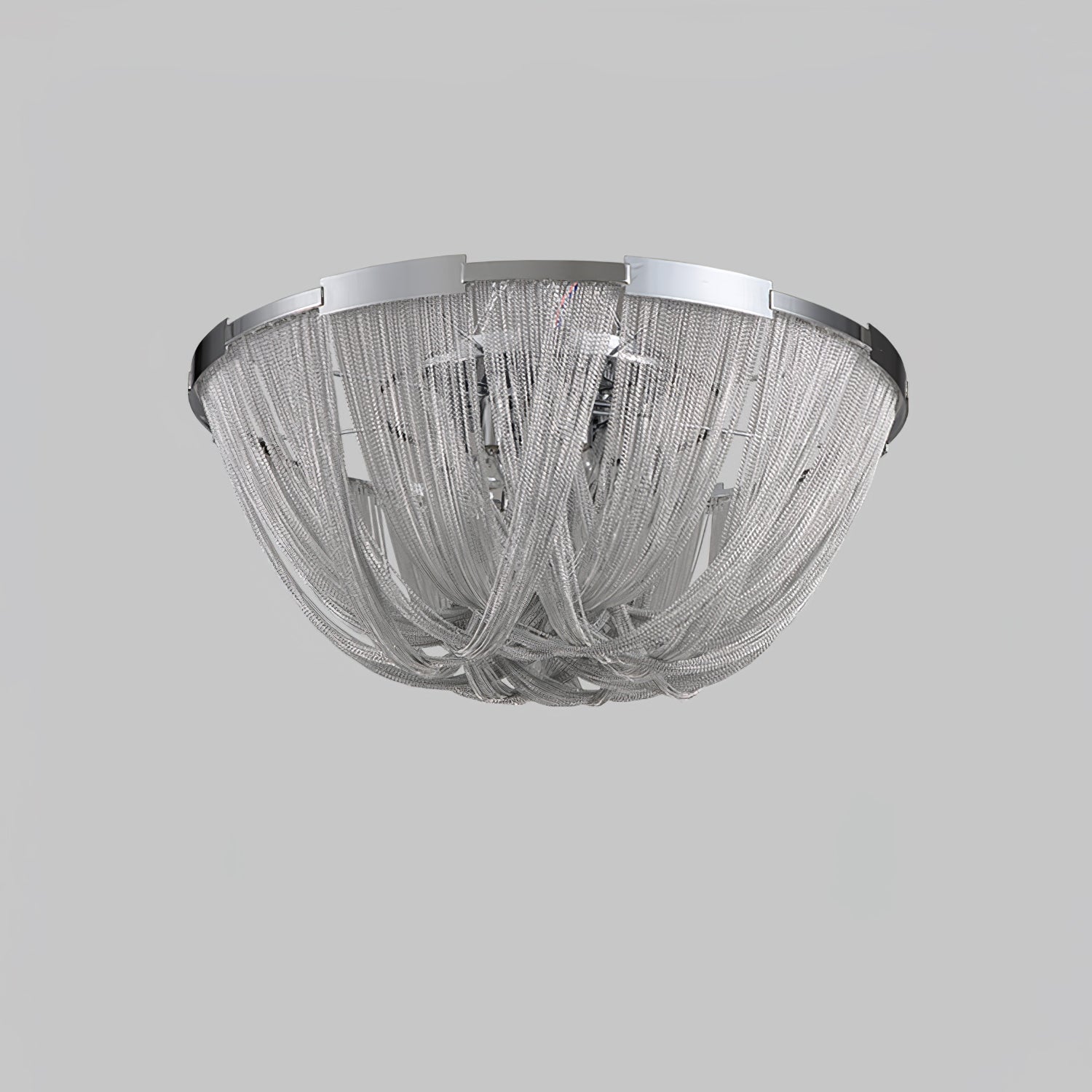 Lustra Plafonnier Frange Chaîne Cadre Nickel