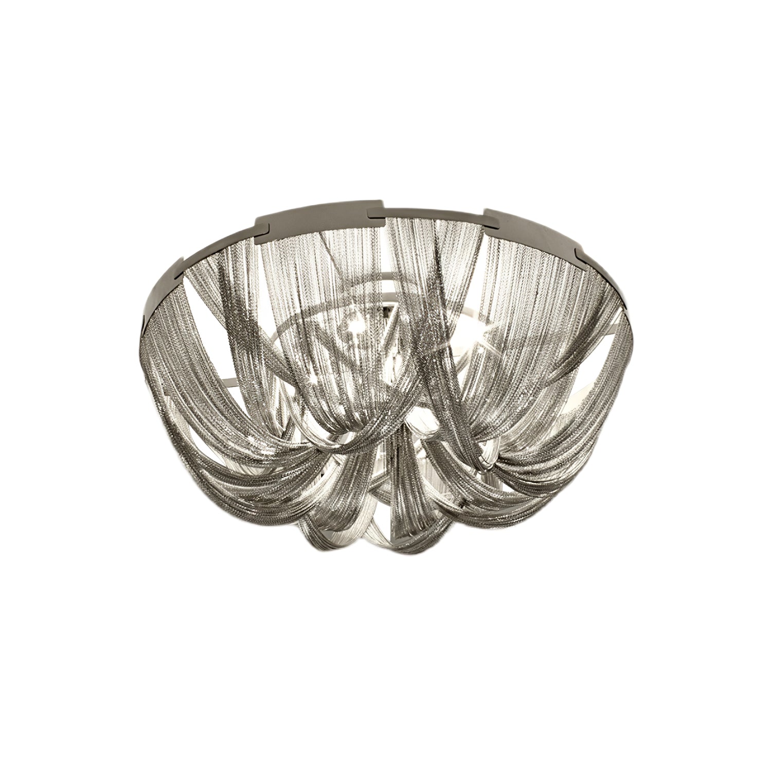 Lustra Plafonnier Frange Chaîne Cadre Nickel