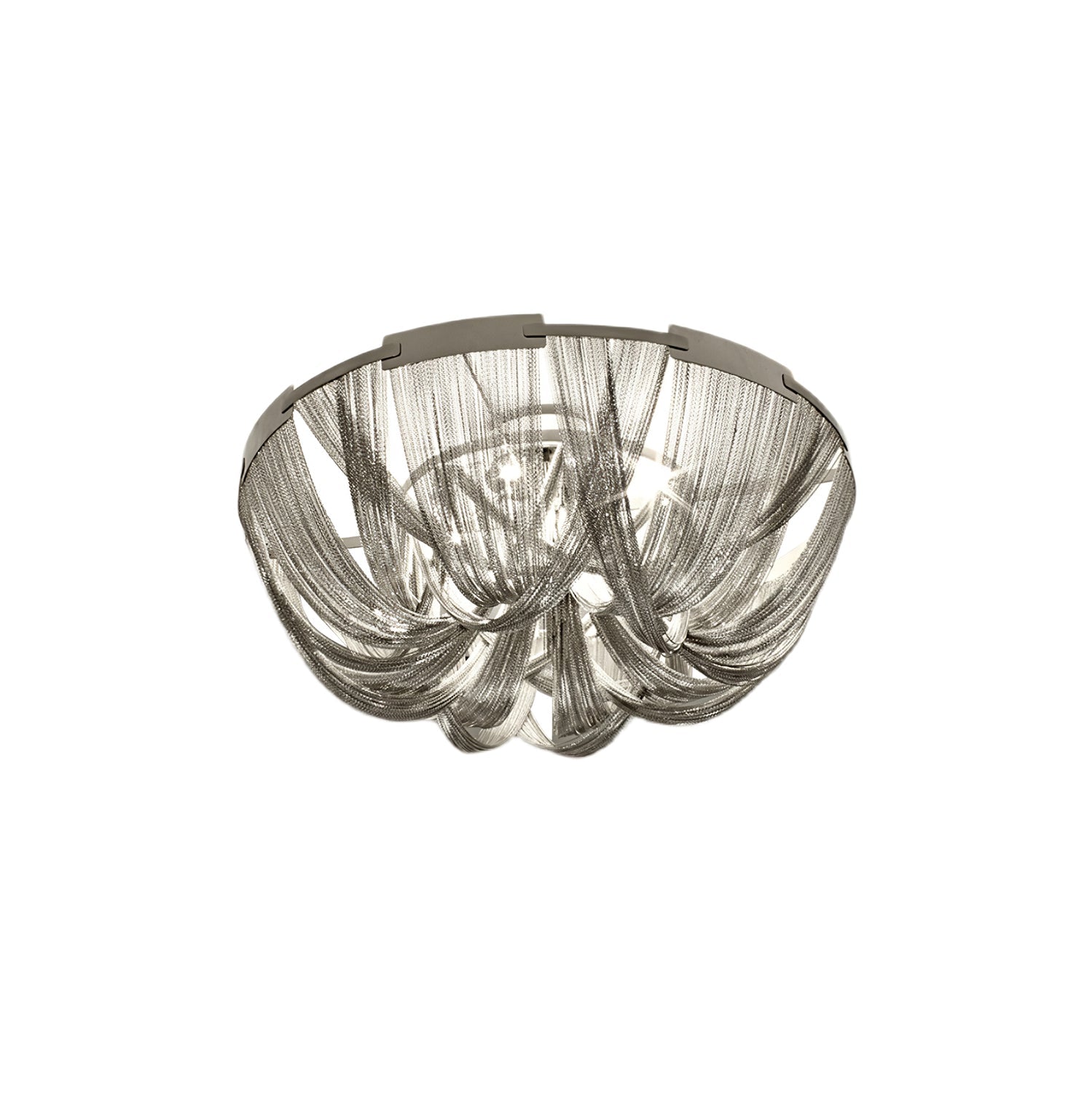Lustra Plafonnier Frange Chaîne Cadre Nickel