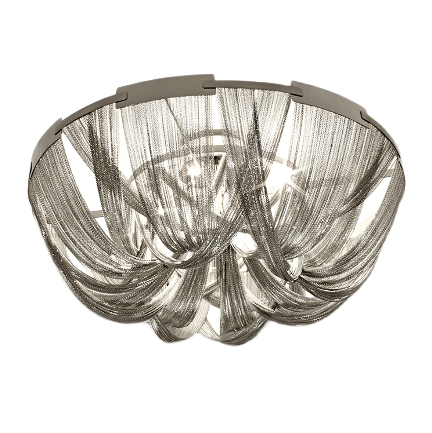 Lustra Plafonnier Frange Chaîne Cadre Nickel