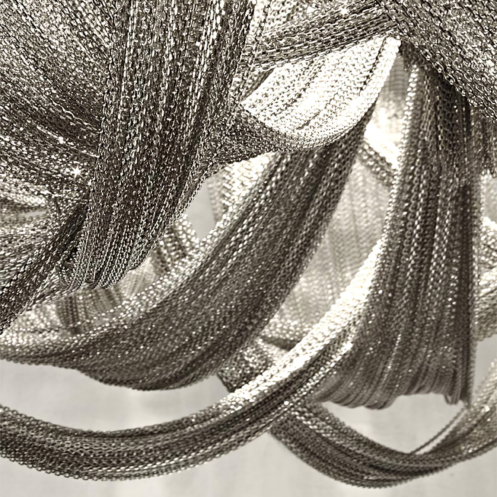 Lustra Plafonnier Frange Chaîne Cadre Nickel