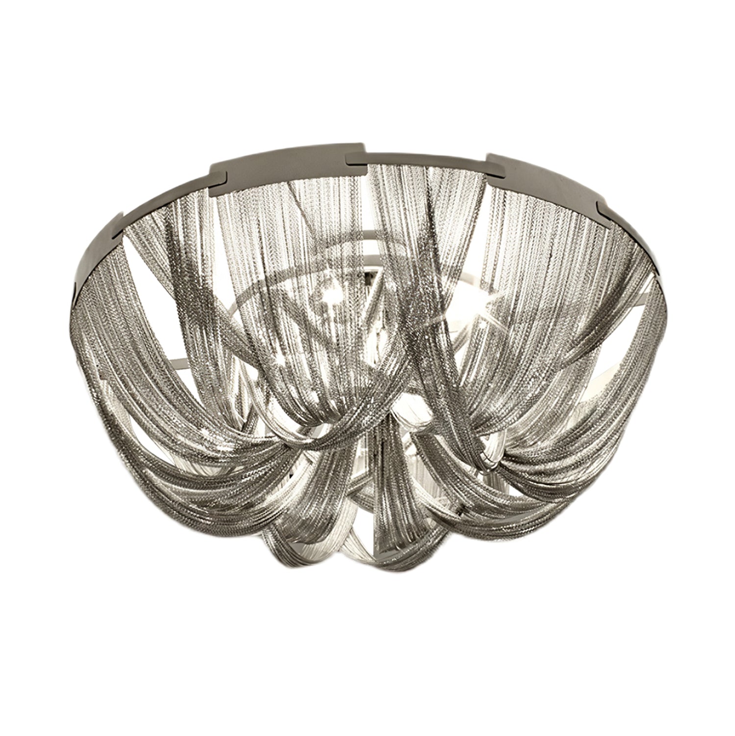 Lustra Plafonnier Frange Chaîne Cadre Nickel