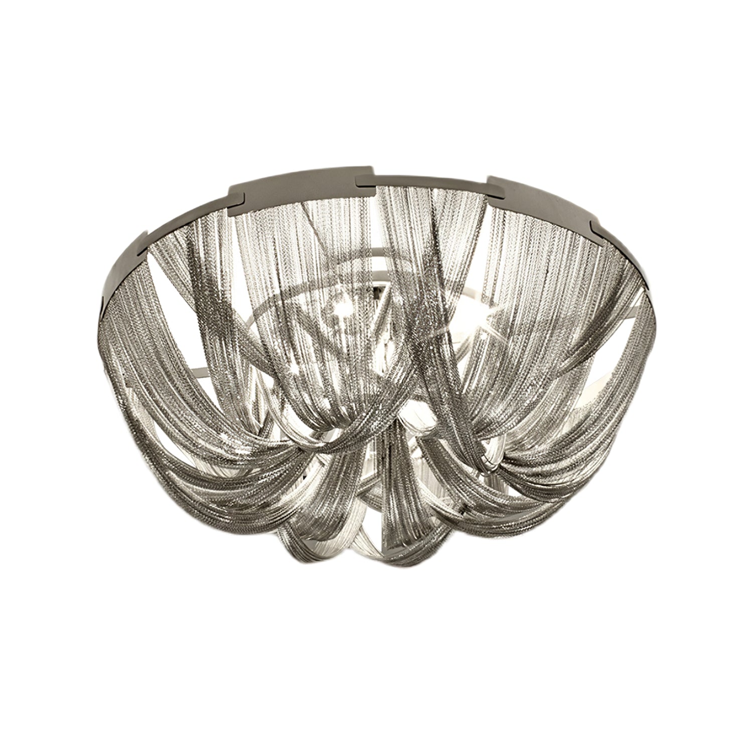 Lustra Plafonnier Frange Chaîne Cadre Nickel