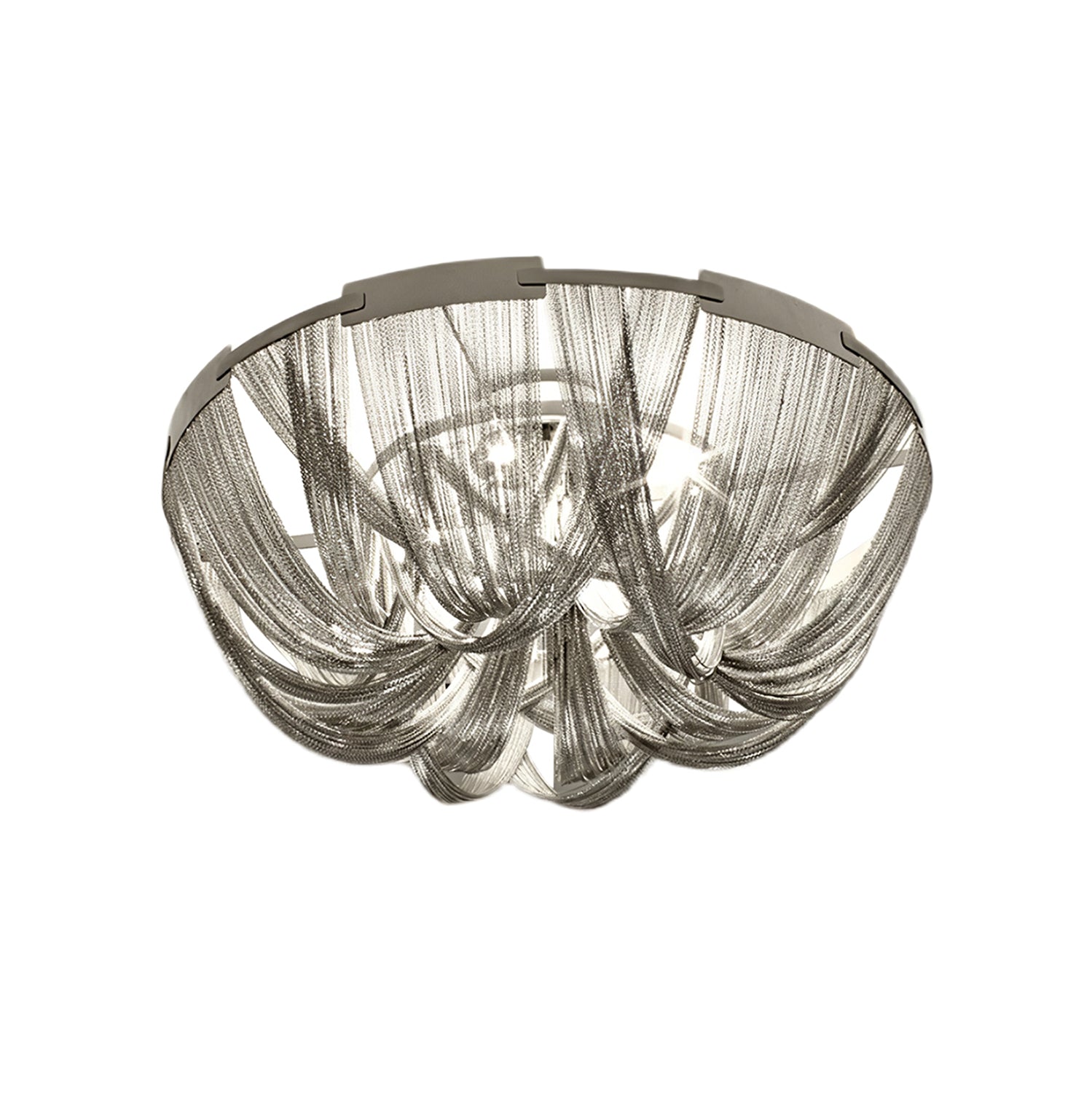 Lustra Plafonnier Frange Chaîne Cadre Nickel