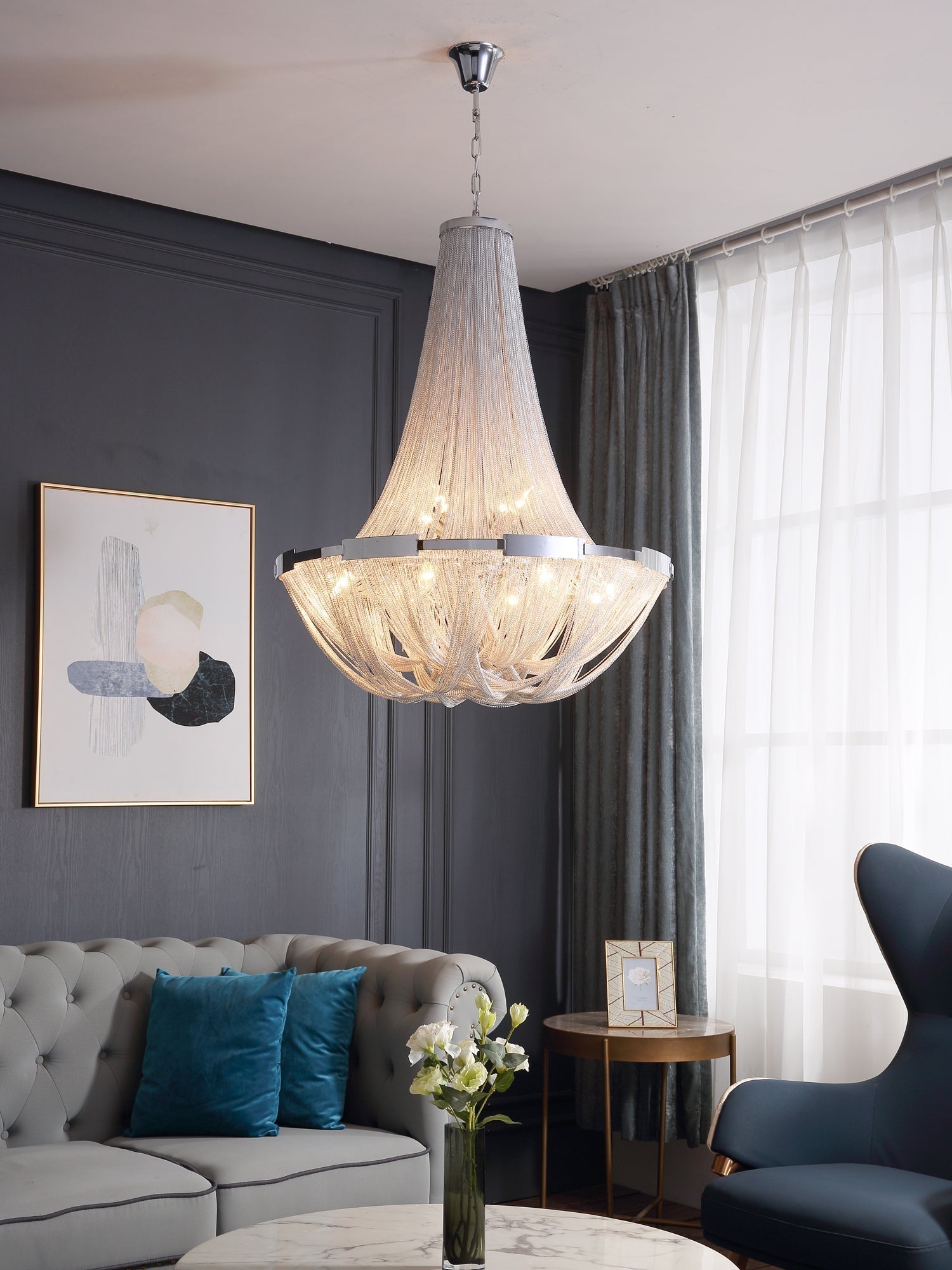 Solara Lustre Gland Chaîne en Aluminium