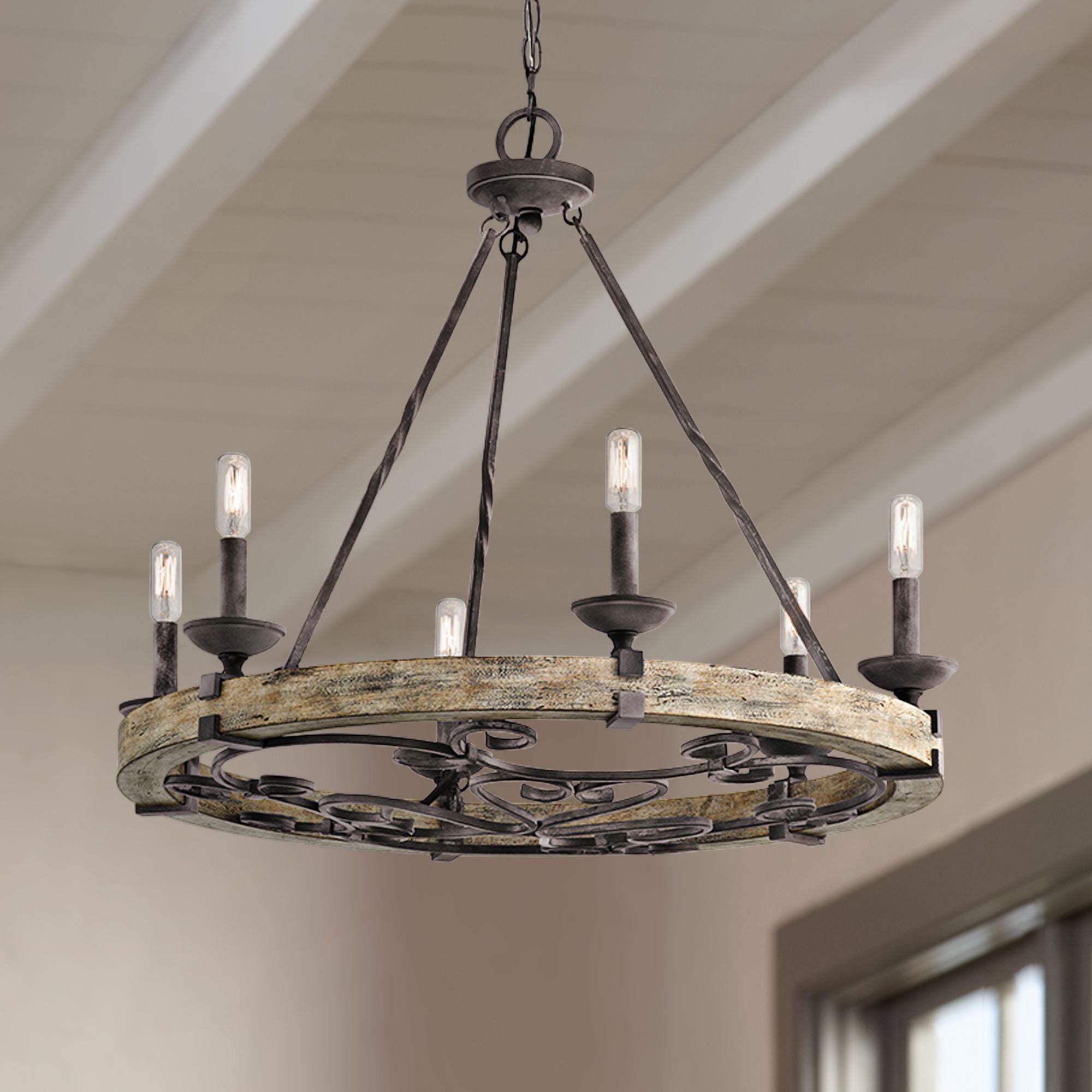 Evtalen Ancien Industriel Bois Métal Lustre