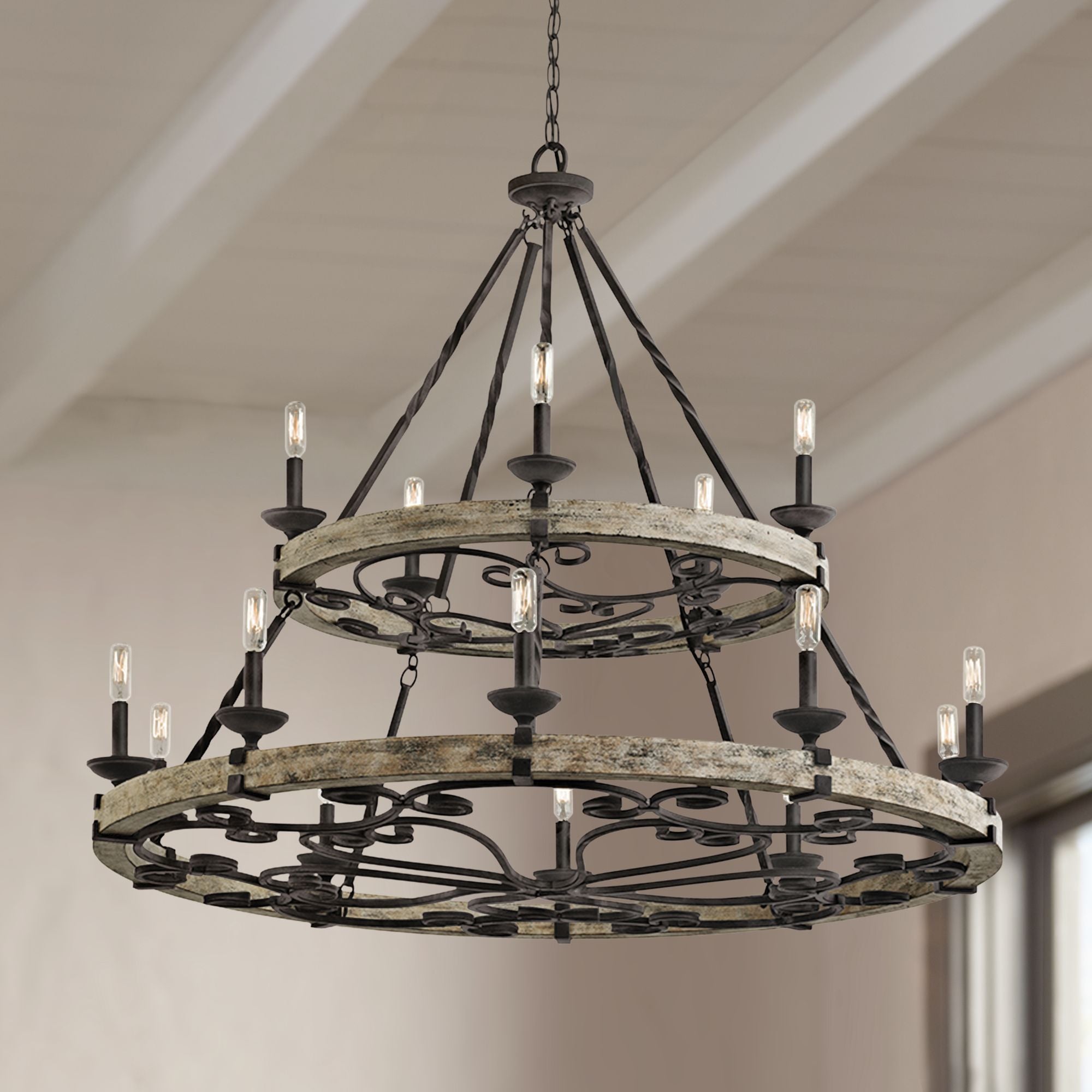 Evtalen Ancien Industriel Bois Métal Lustre