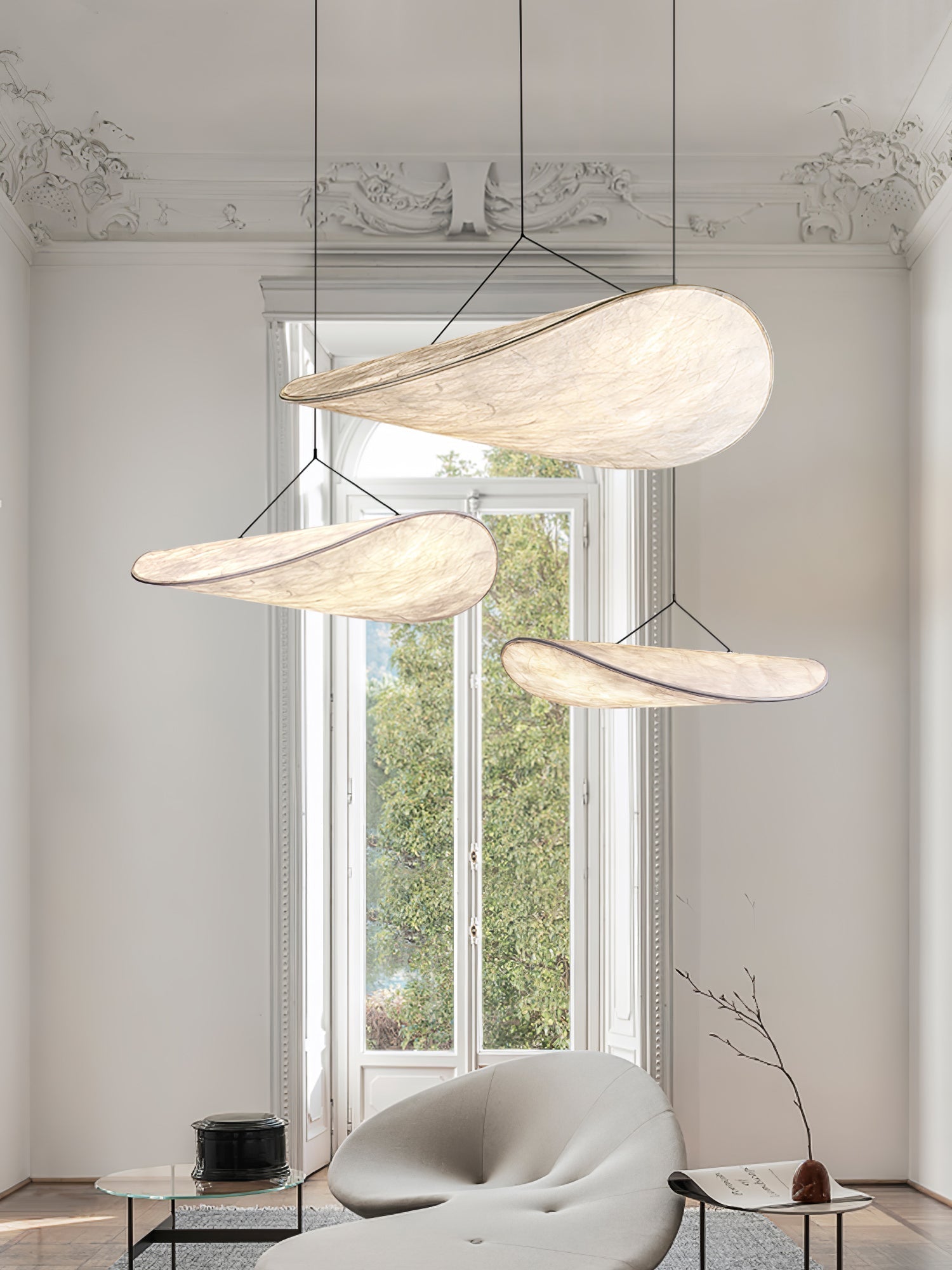Vela Lampe Suspendue Minimaliste en Soie