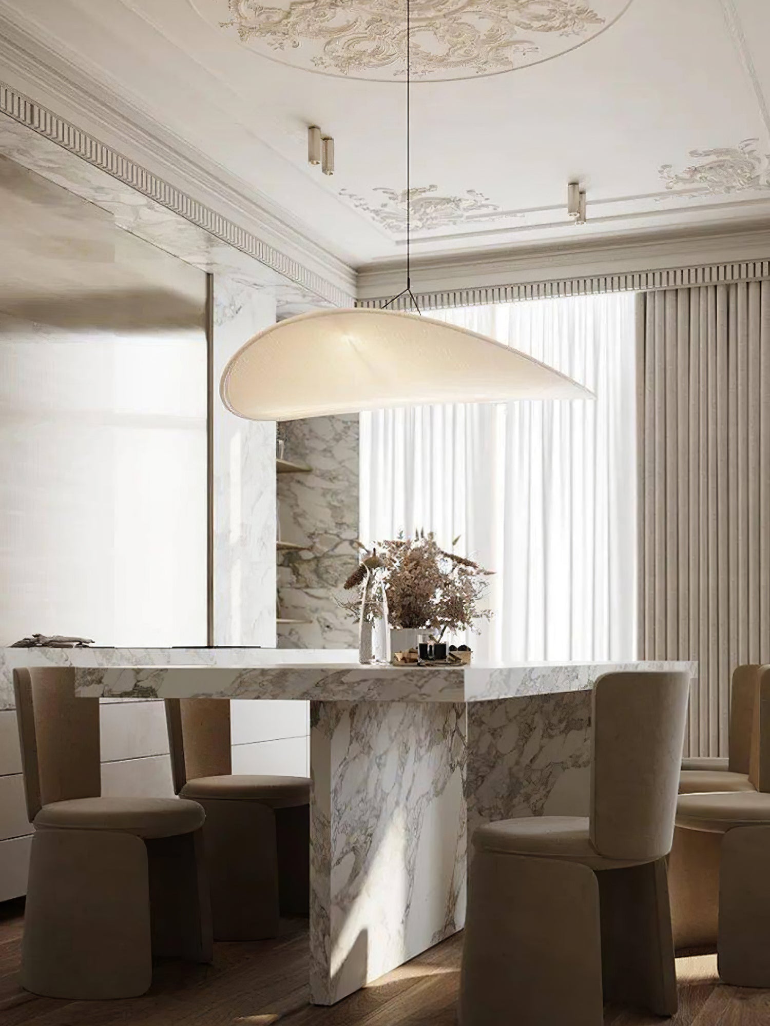 Vela Lampe Suspendue Minimaliste en Soie