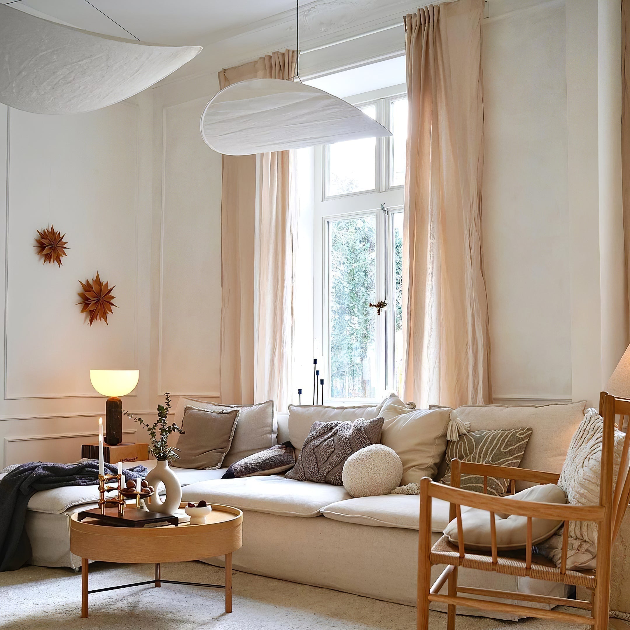 Elyno Lampe Suspension Sculpturale en Tissu