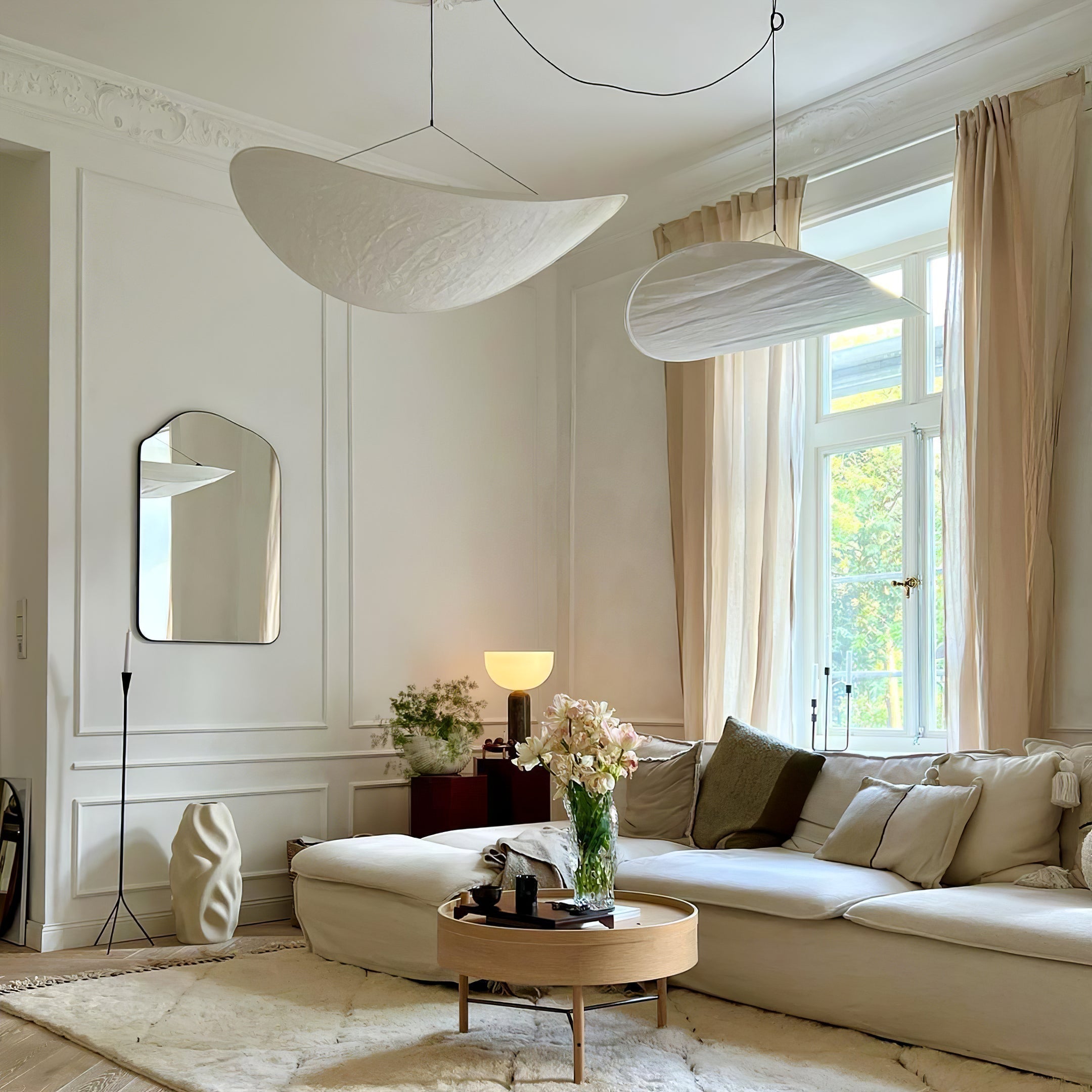 Elyno Lampe Suspension Sculpturale en Tissu