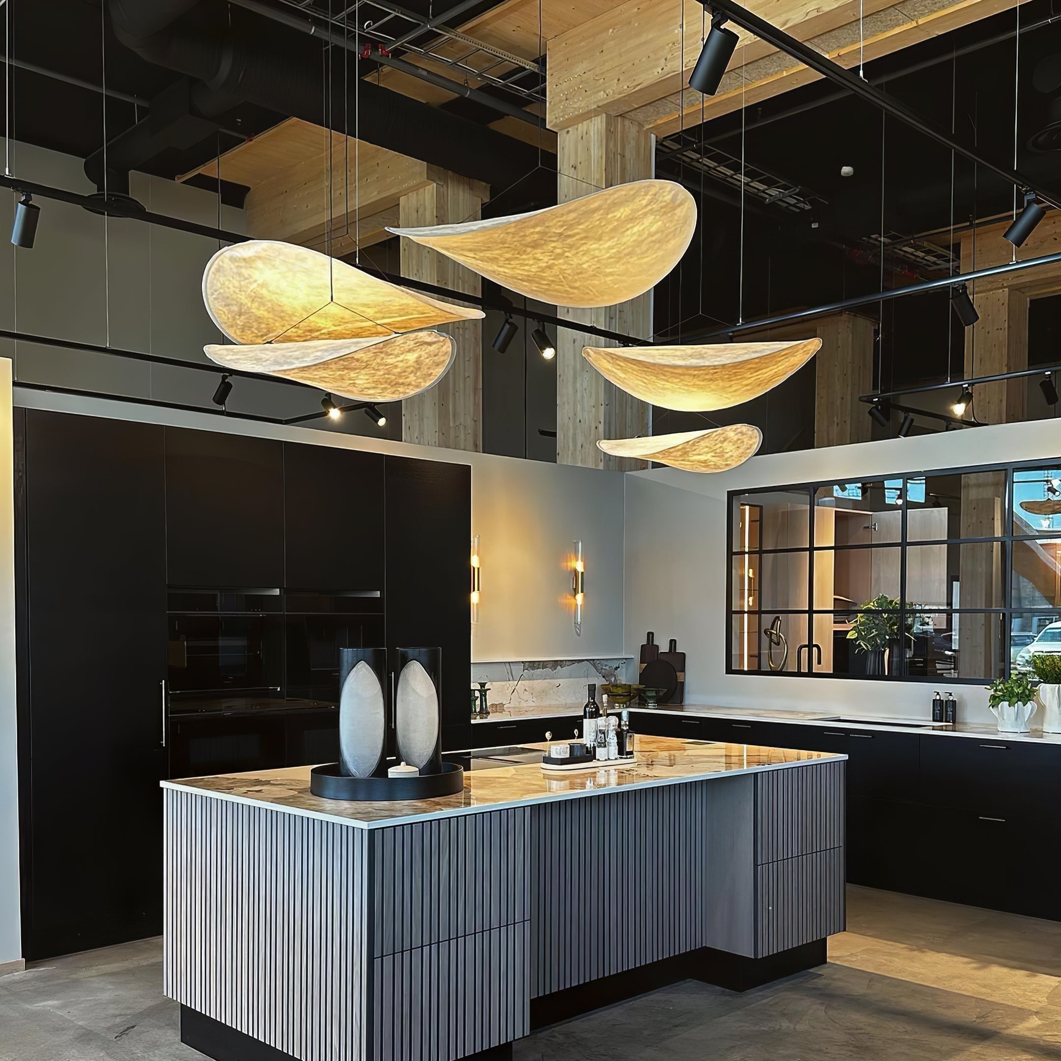 Elyno Lampe Suspension Sculpturale en Tissu
