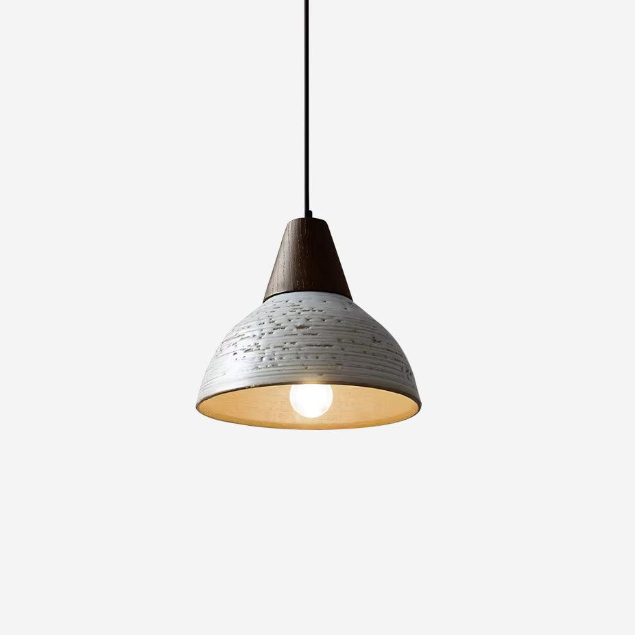 Tera Lampe Suspendue Céramique Bois Minimaliste