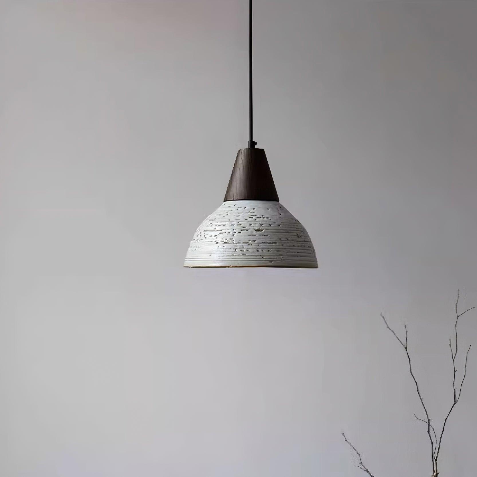 Tera Lampe Suspendue Céramique Bois Minimaliste