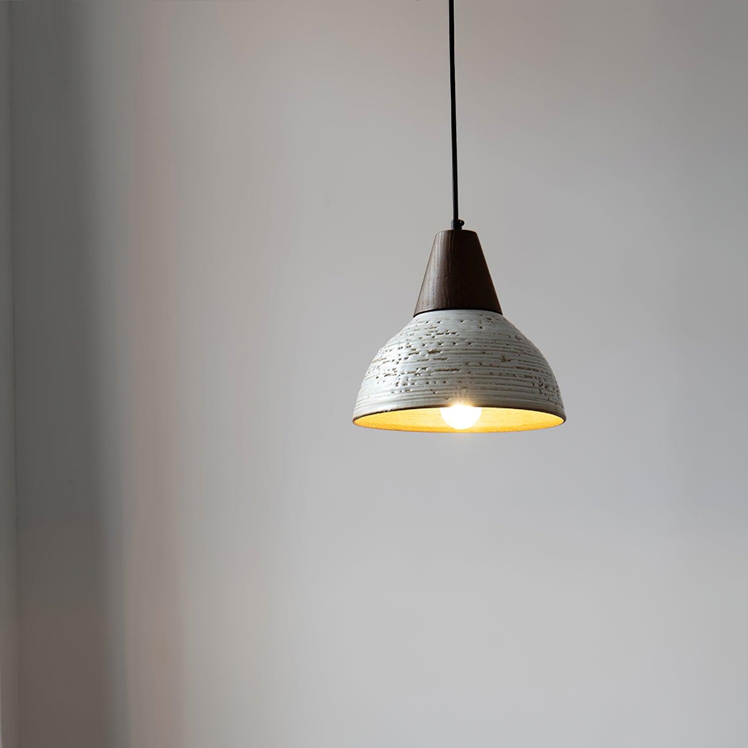 Tera Lampe Suspendue Céramique Bois Minimaliste