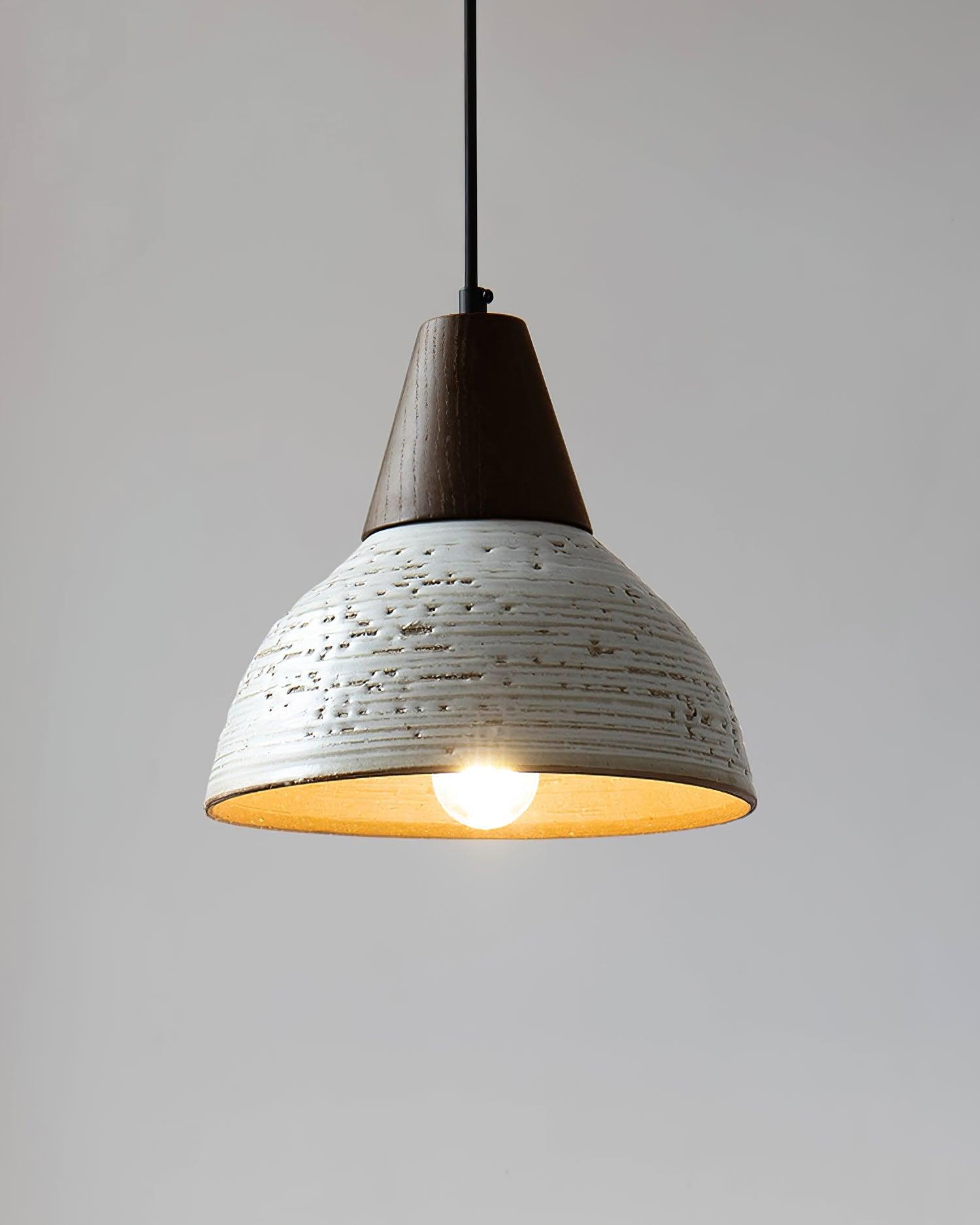 Tera Lampe Suspendue Céramique Bois Minimaliste
