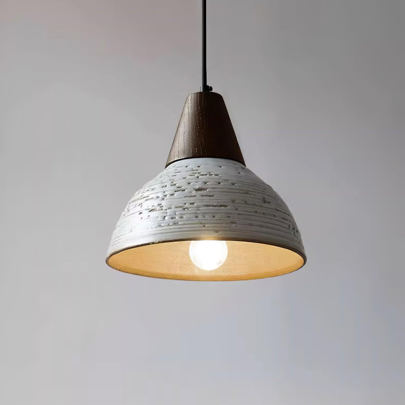 Tera Lampe Suspendue Céramique Bois Minimaliste
