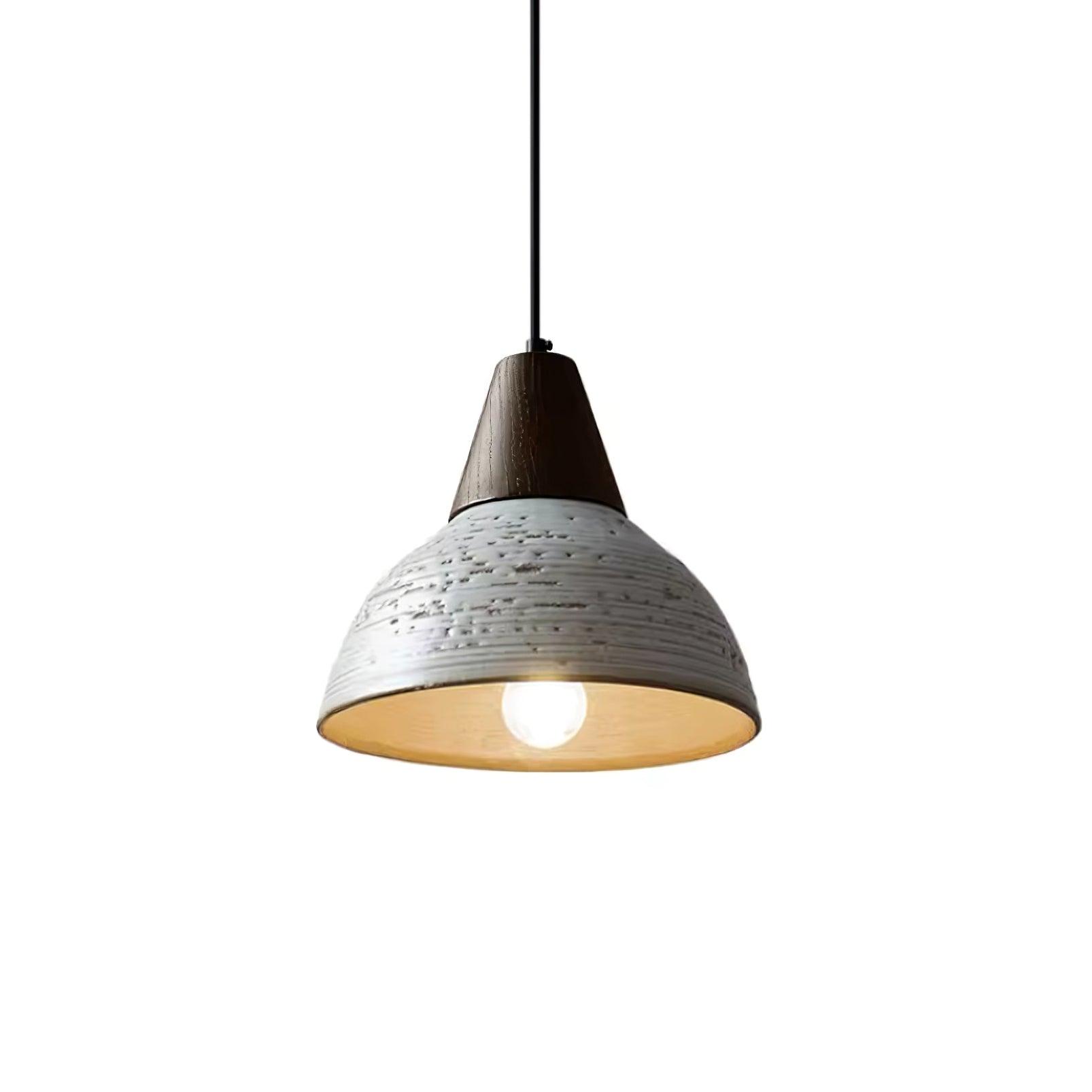Tera Lampe Suspendue Céramique Bois Minimaliste
