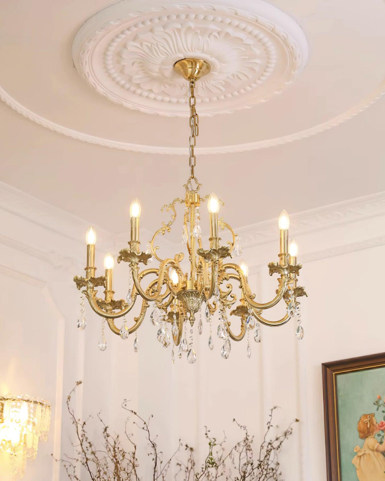 Elvion Lustre Classique en Laiton et Cristal
