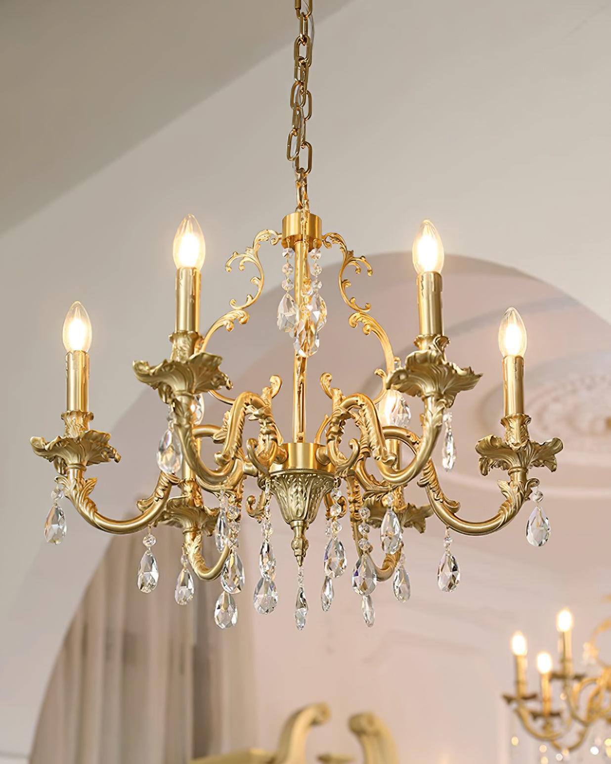Elvion Lustre Classique en Laiton et Cristal