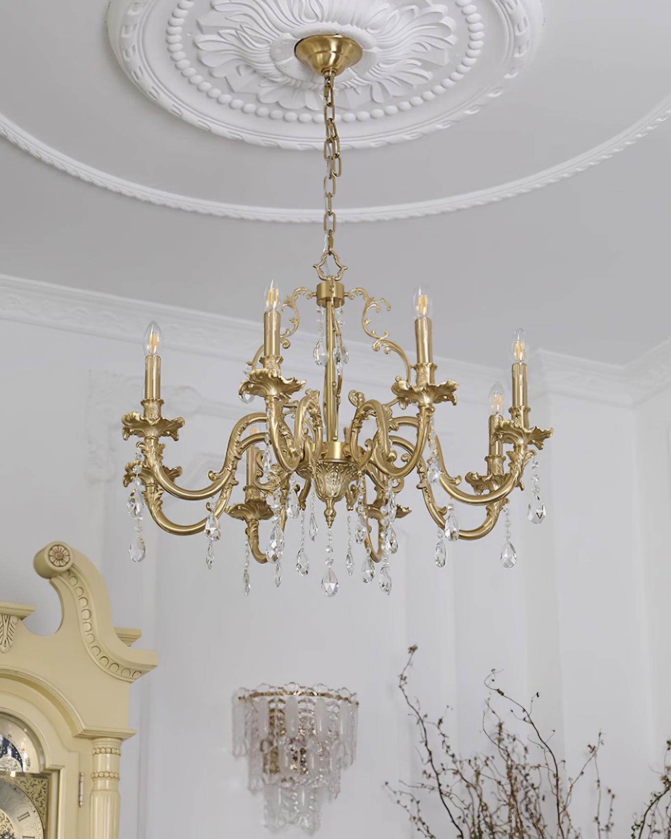 Elvion Lustre Classique en Laiton et Cristal