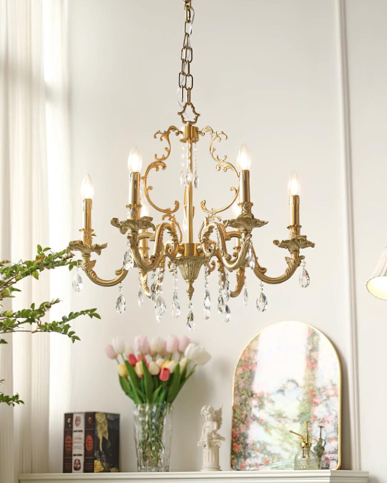 Elvion Lustre Classique en Laiton et Cristal