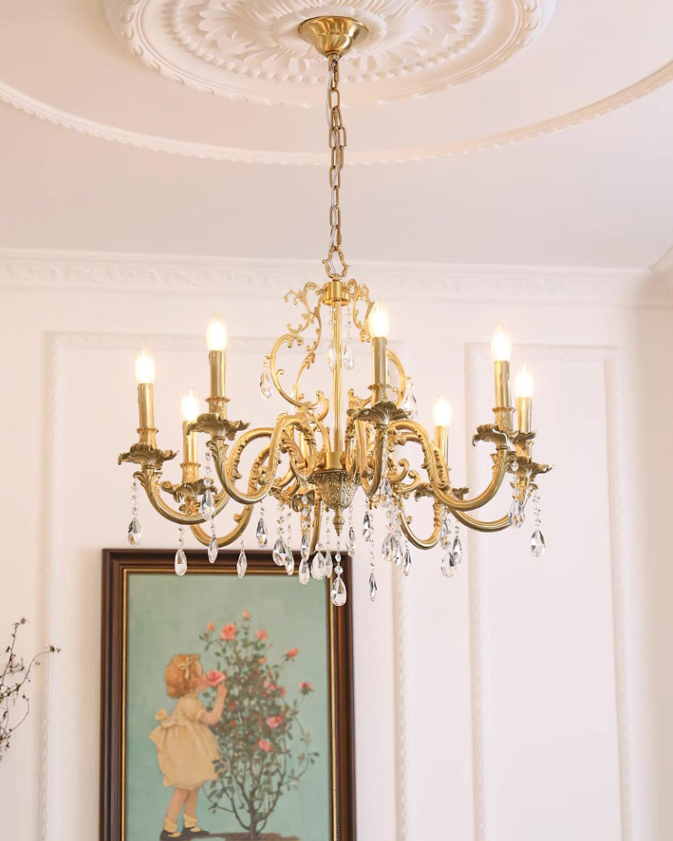 Elvion Lustre Classique en Laiton et Cristal