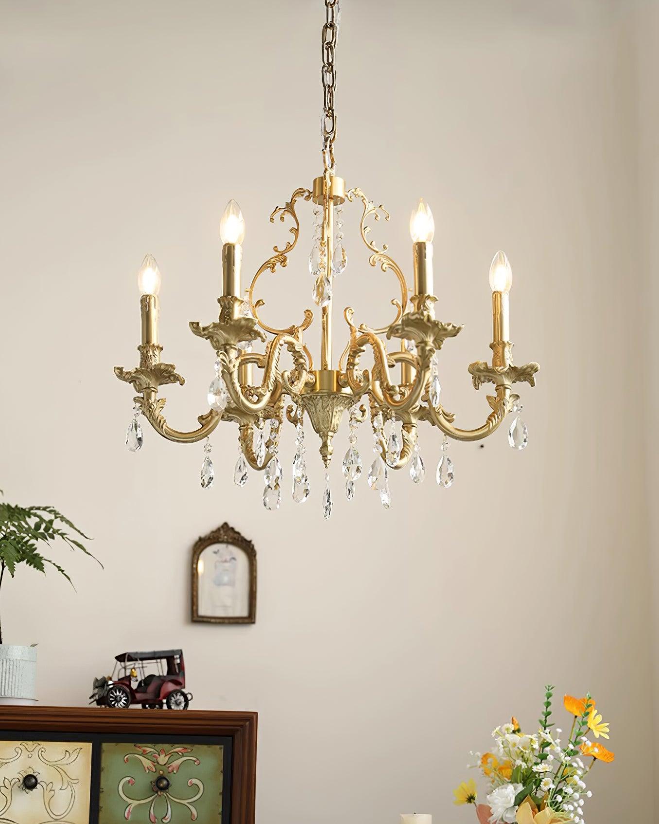 Elvion Lustre Classique en Laiton et Cristal