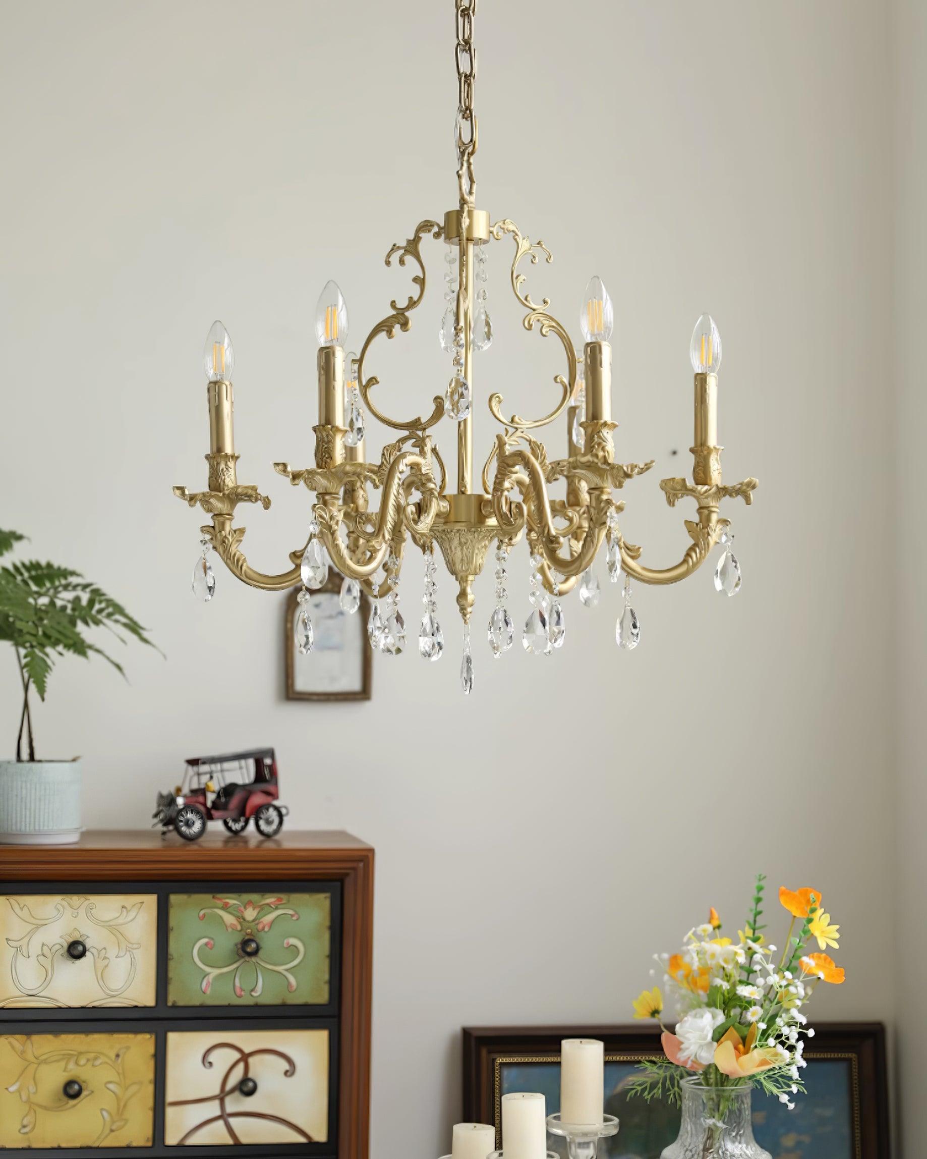 Elvion Lustre Classique en Laiton et Cristal