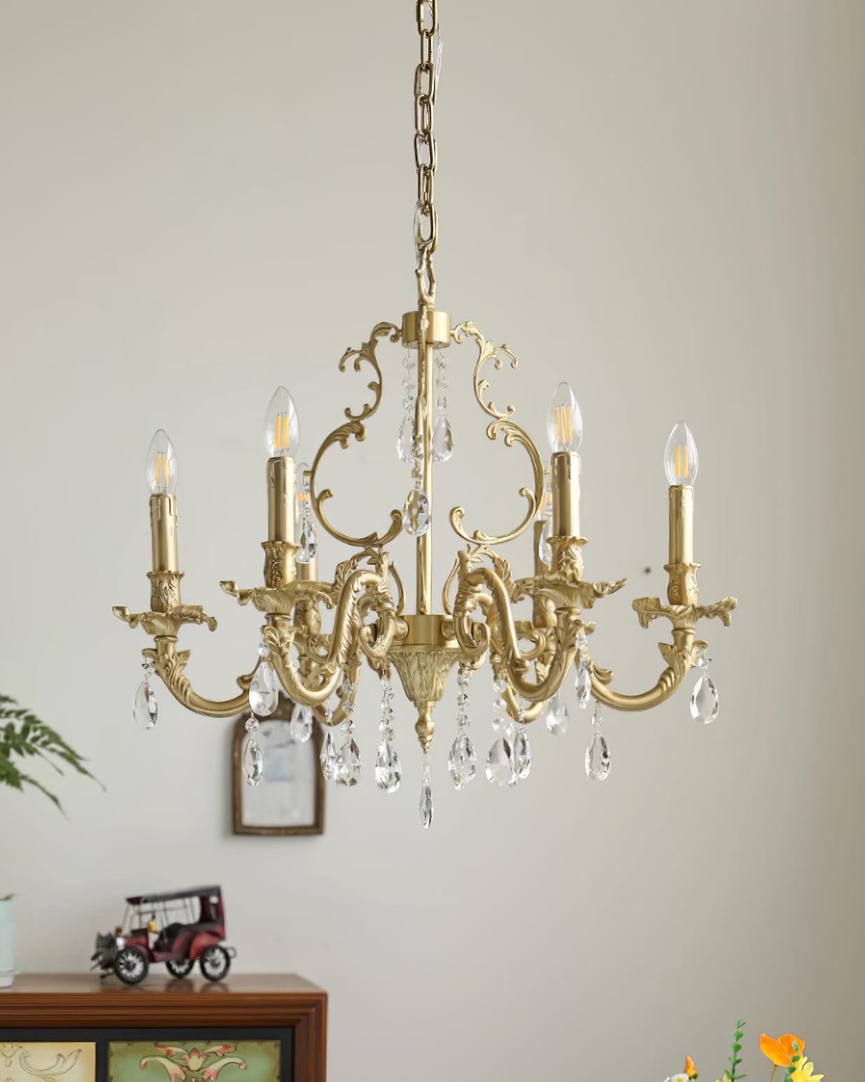 Elvion Lustre Classique en Laiton et Cristal
