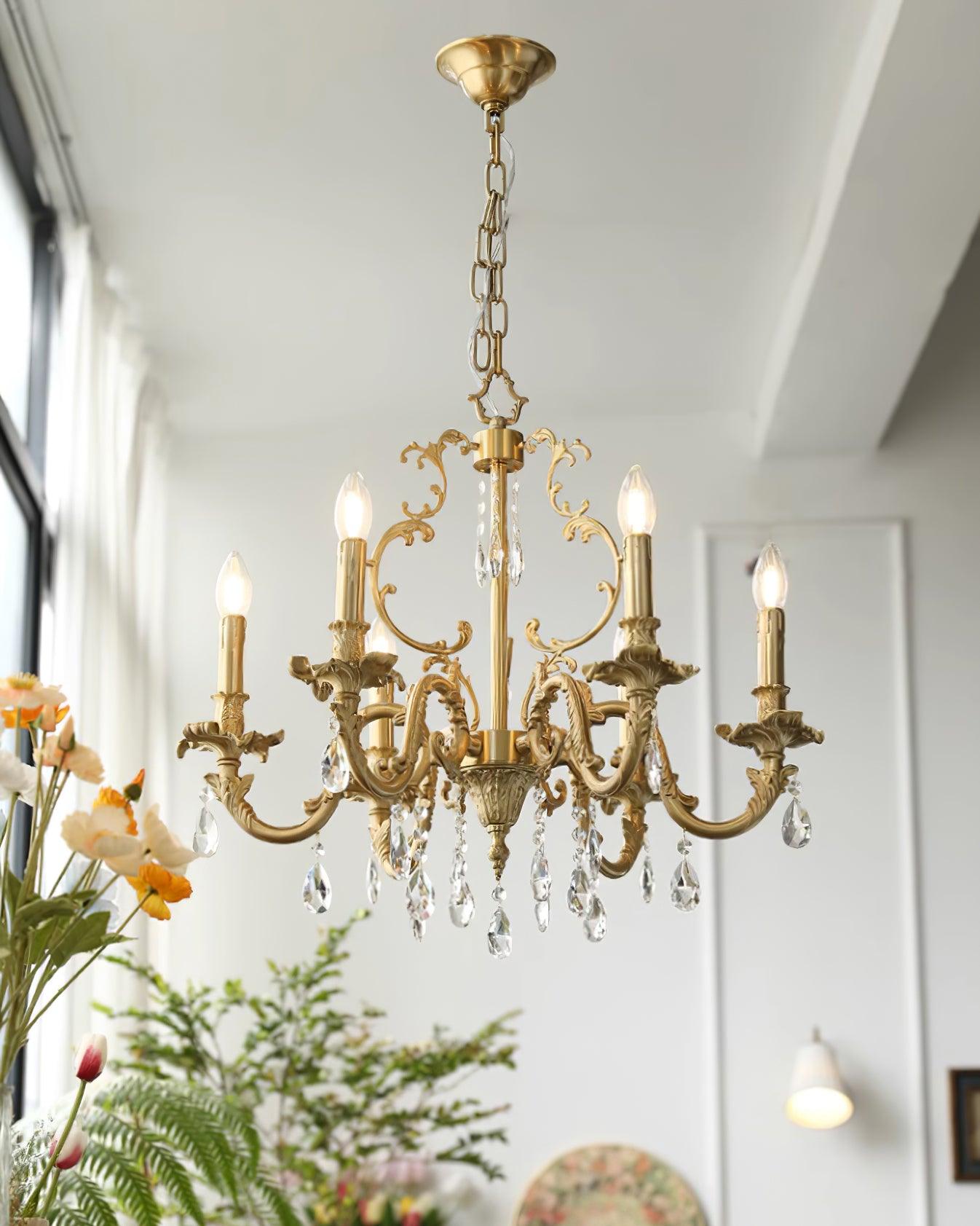 Elvion Lustre Classique en Laiton et Cristal