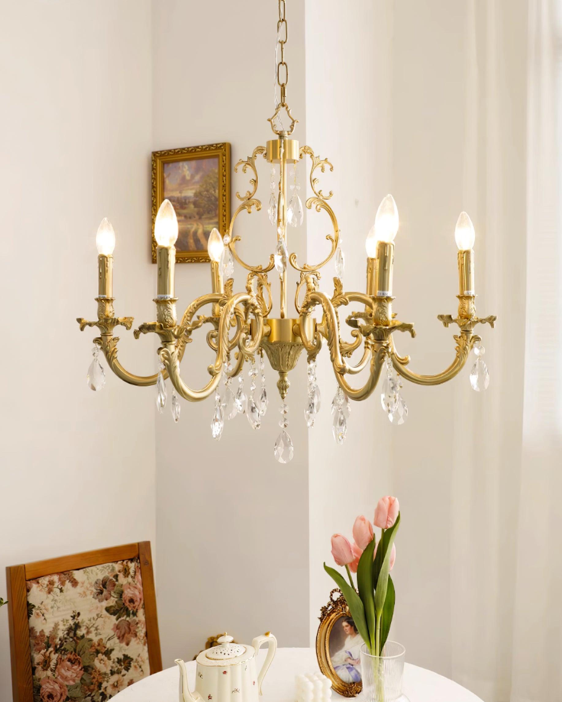 Elvion Lustre Classique en Laiton et Cristal