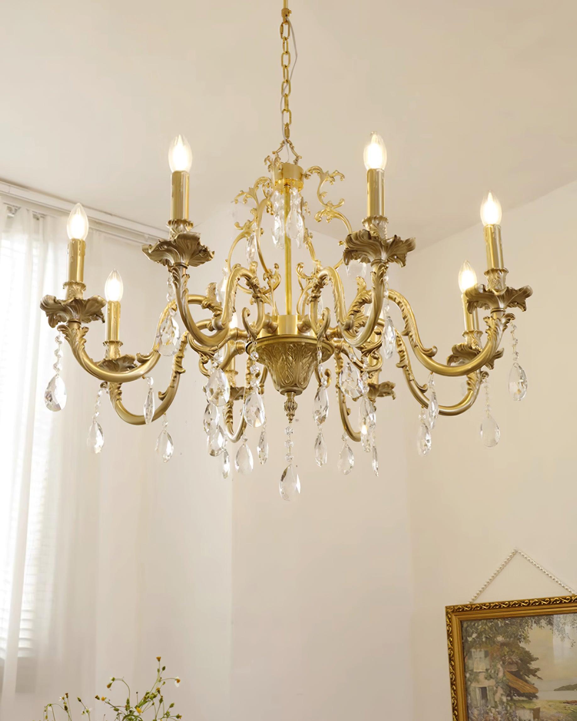 Elvion Lustre Classique en Laiton et Cristal