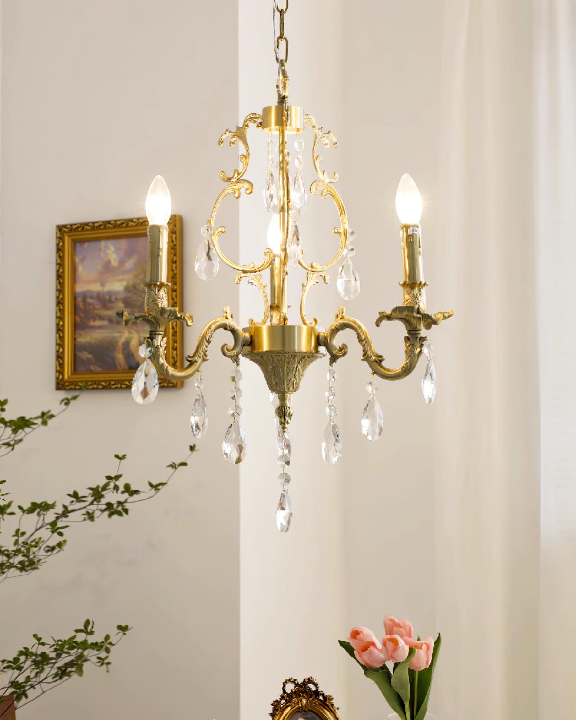 Elvion Lustre Classique en Laiton et Cristal