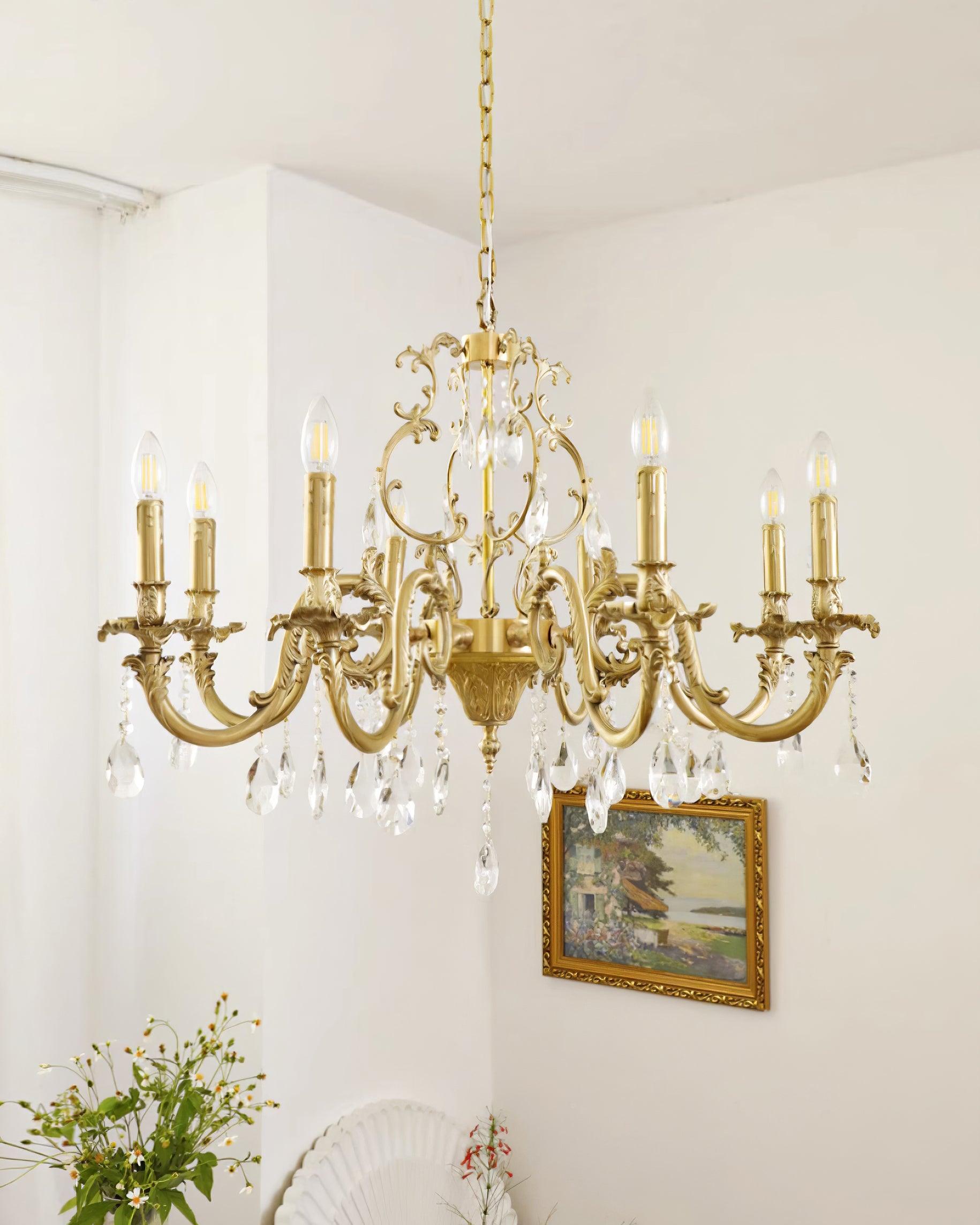 Elvion Lustre Classique en Laiton et Cristal
