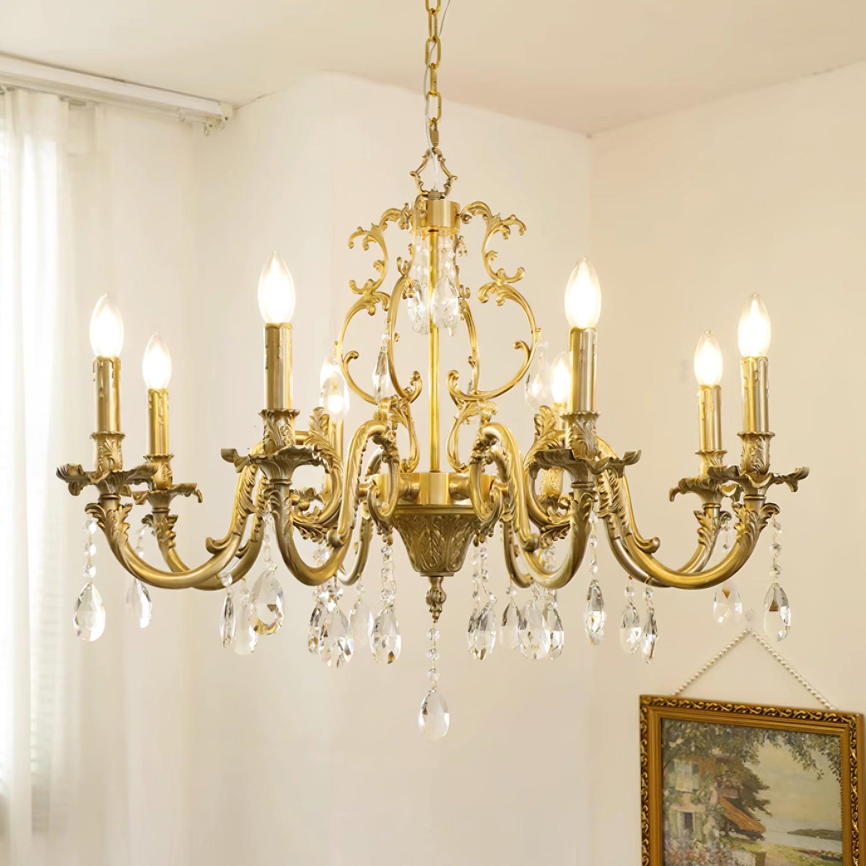Elvion Lustre Classique en Laiton et Cristal